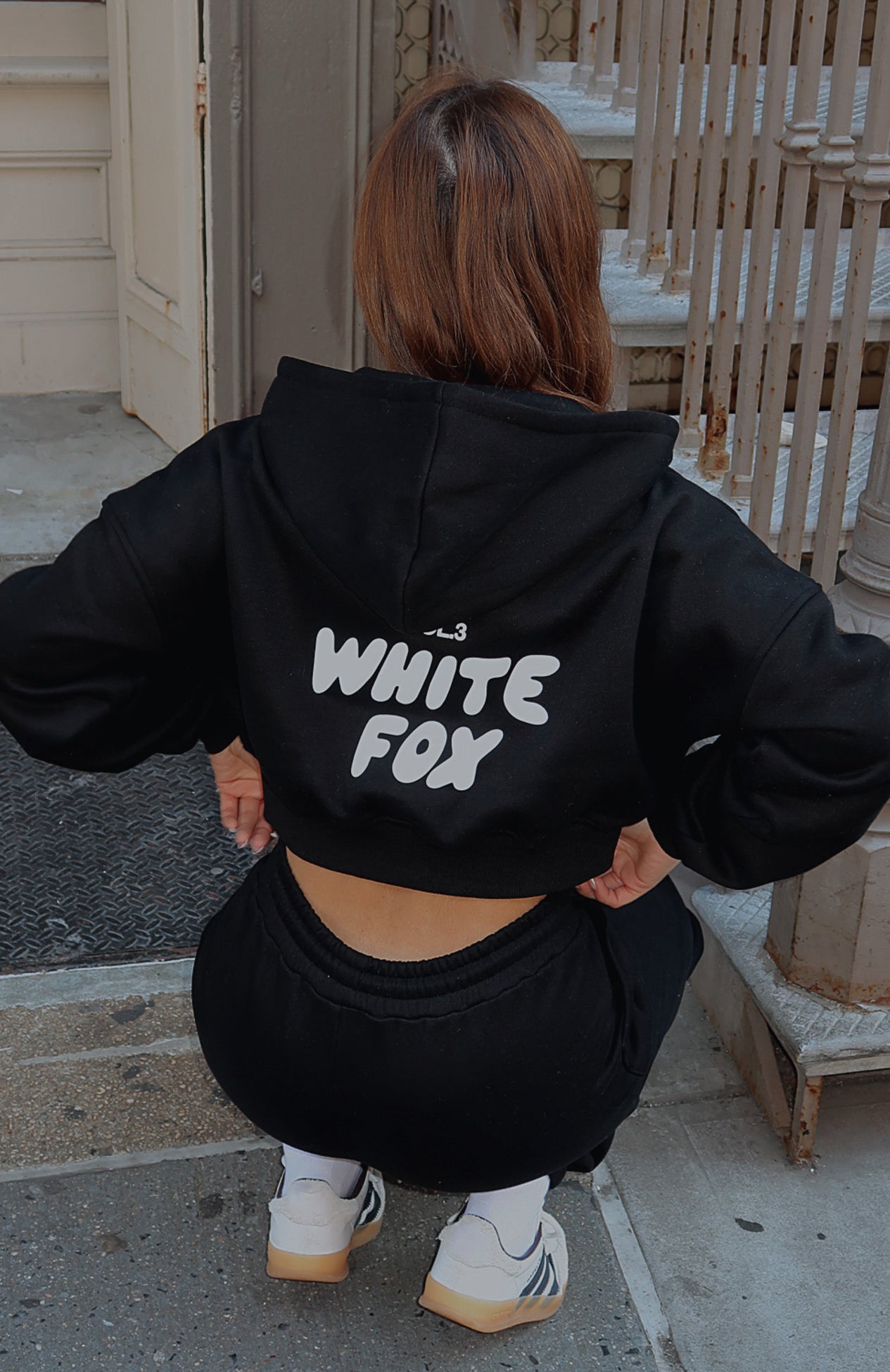Offstage Cropped Zip Hoodie - Oversized Monochrome Fleece
