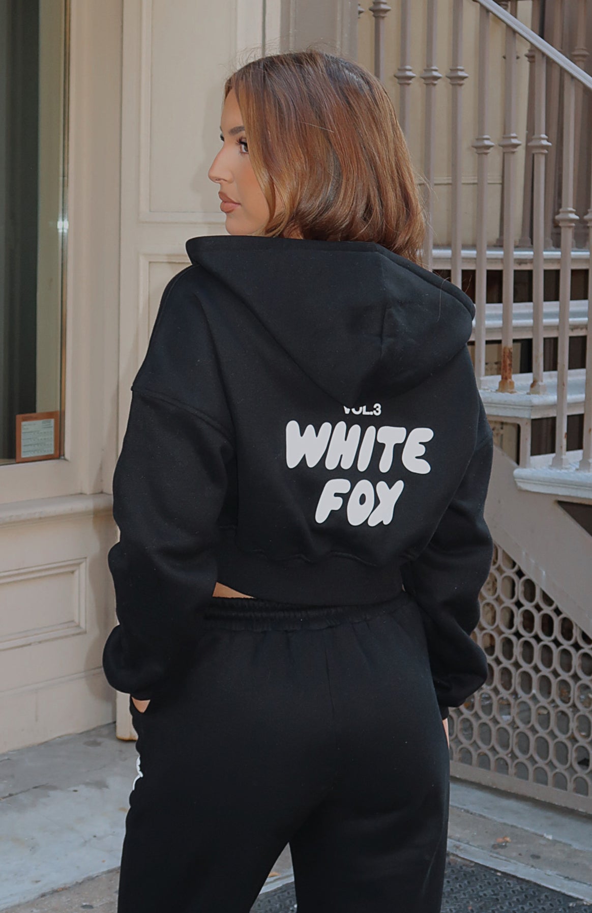 Offstage Cropped Zip Hoodie - Oversized Monochrome Fleece