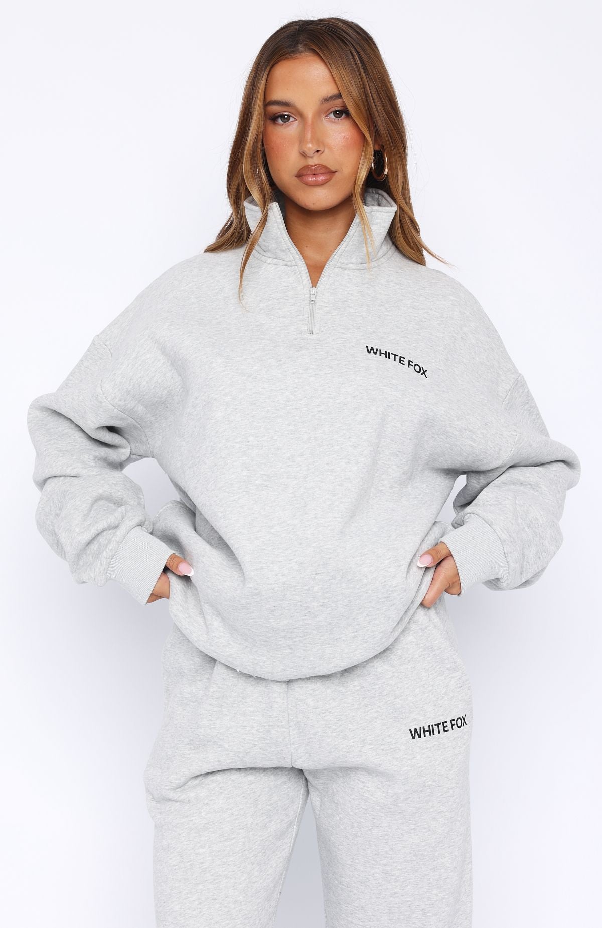 Men's Dark Grey Marle Zip Front Sweater - Oversized Fleece Hoodie
