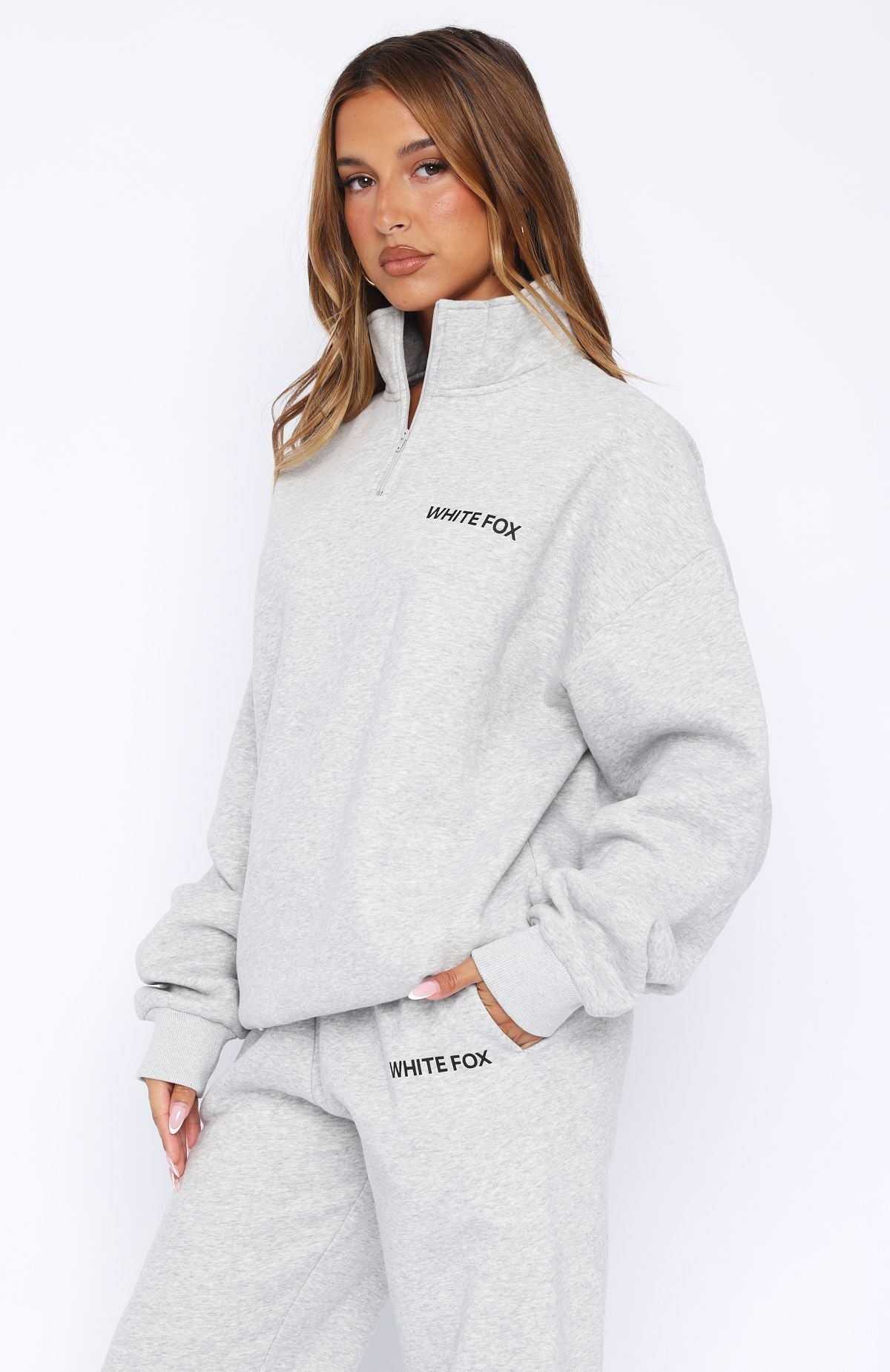 Men's Dark Grey Marle Zip Front Sweater - Oversized Fleece Hoodie
