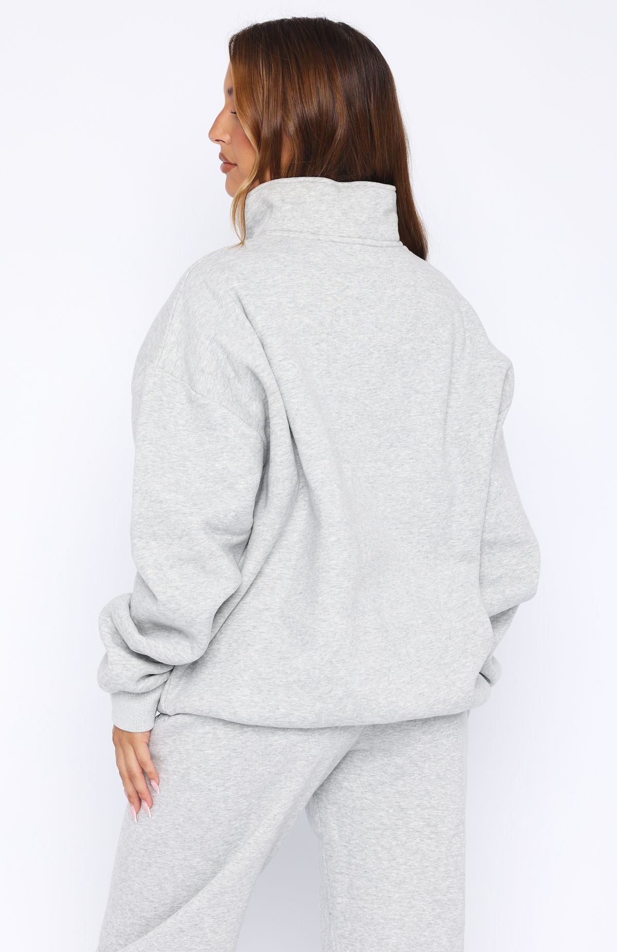 Men's Dark Grey Marle Zip Front Sweater - Oversized Fleece Hoodie