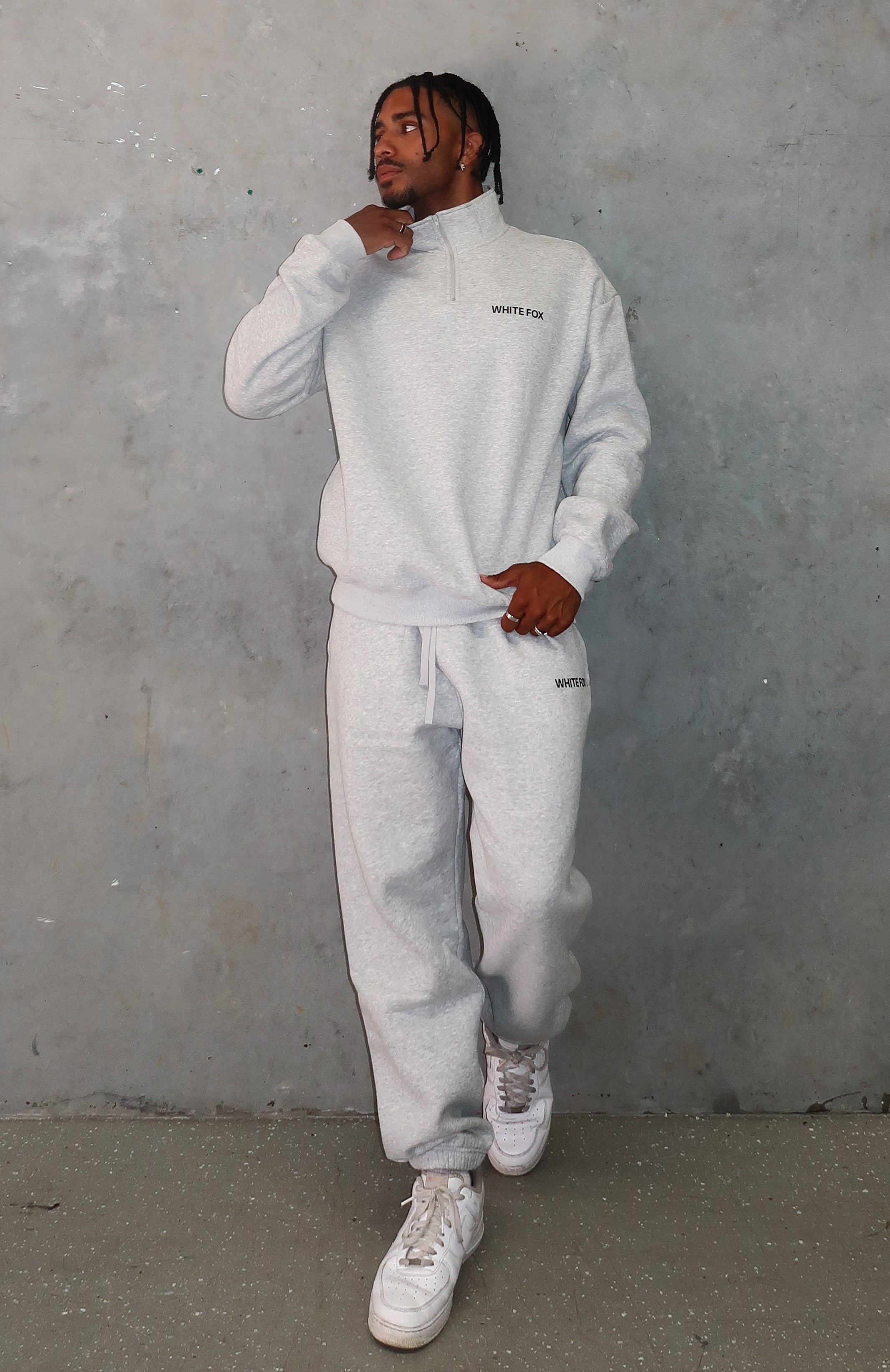 Men's Dark Grey Marle Zip Front Sweater - Oversized Fleece Hoodie