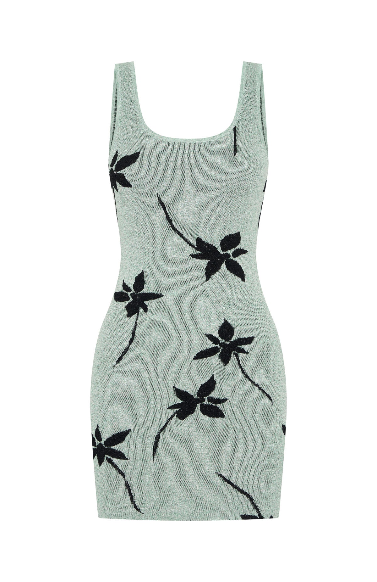 Mint Green Sheer Knit Mini Dress with Tinsel Embellishment