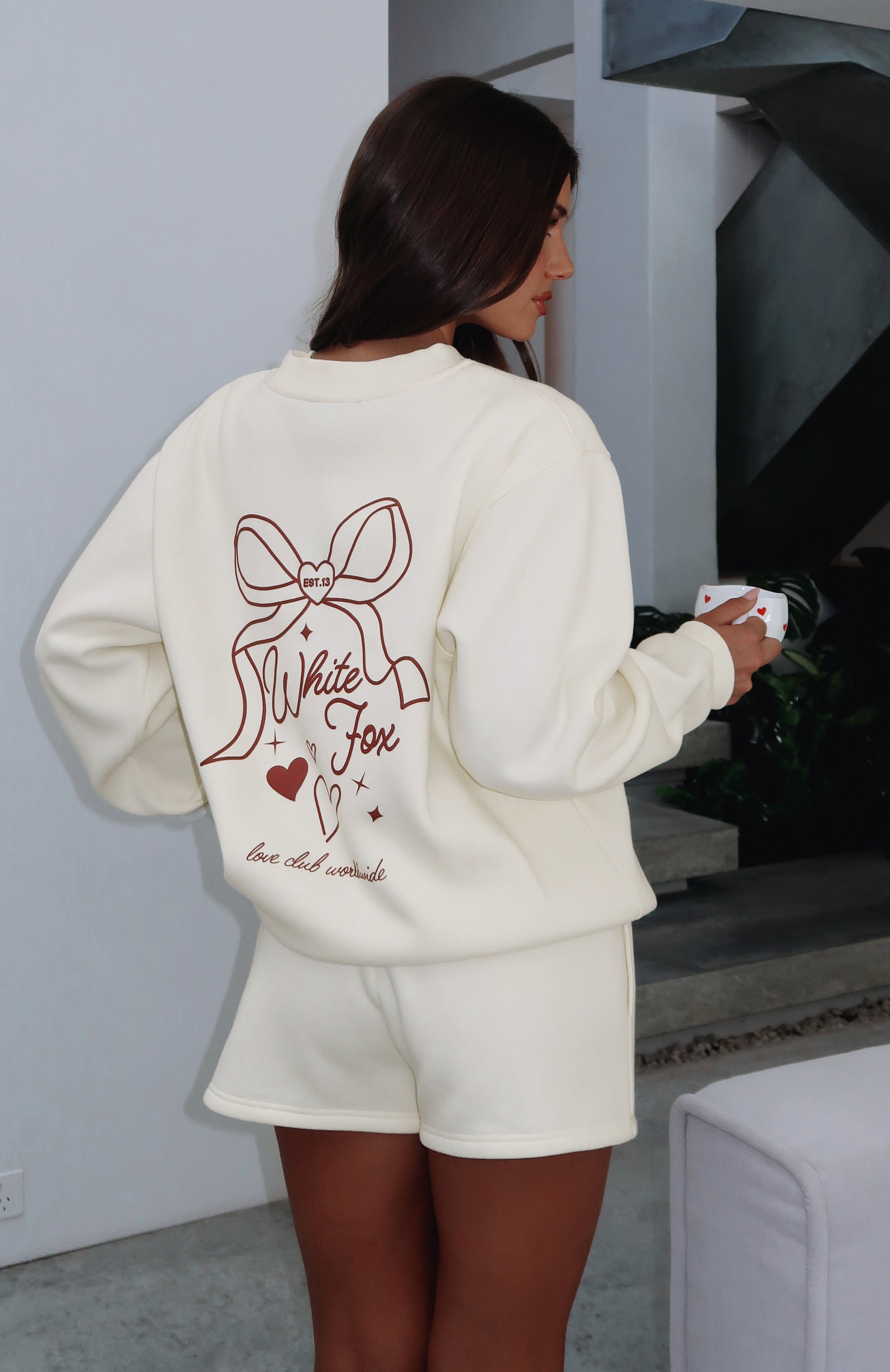 Love You Forever Cream Oversized Fleece-Lined Sweater