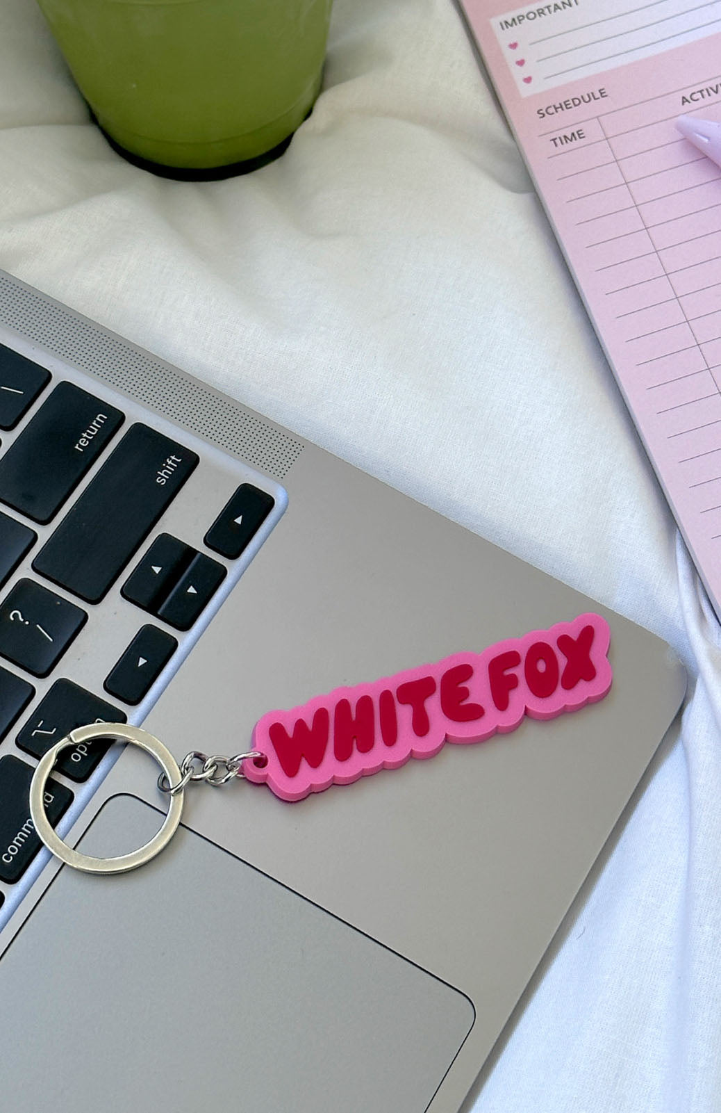 Pink and Red Rubber Keychain with Puff Print Logo - I've Got You