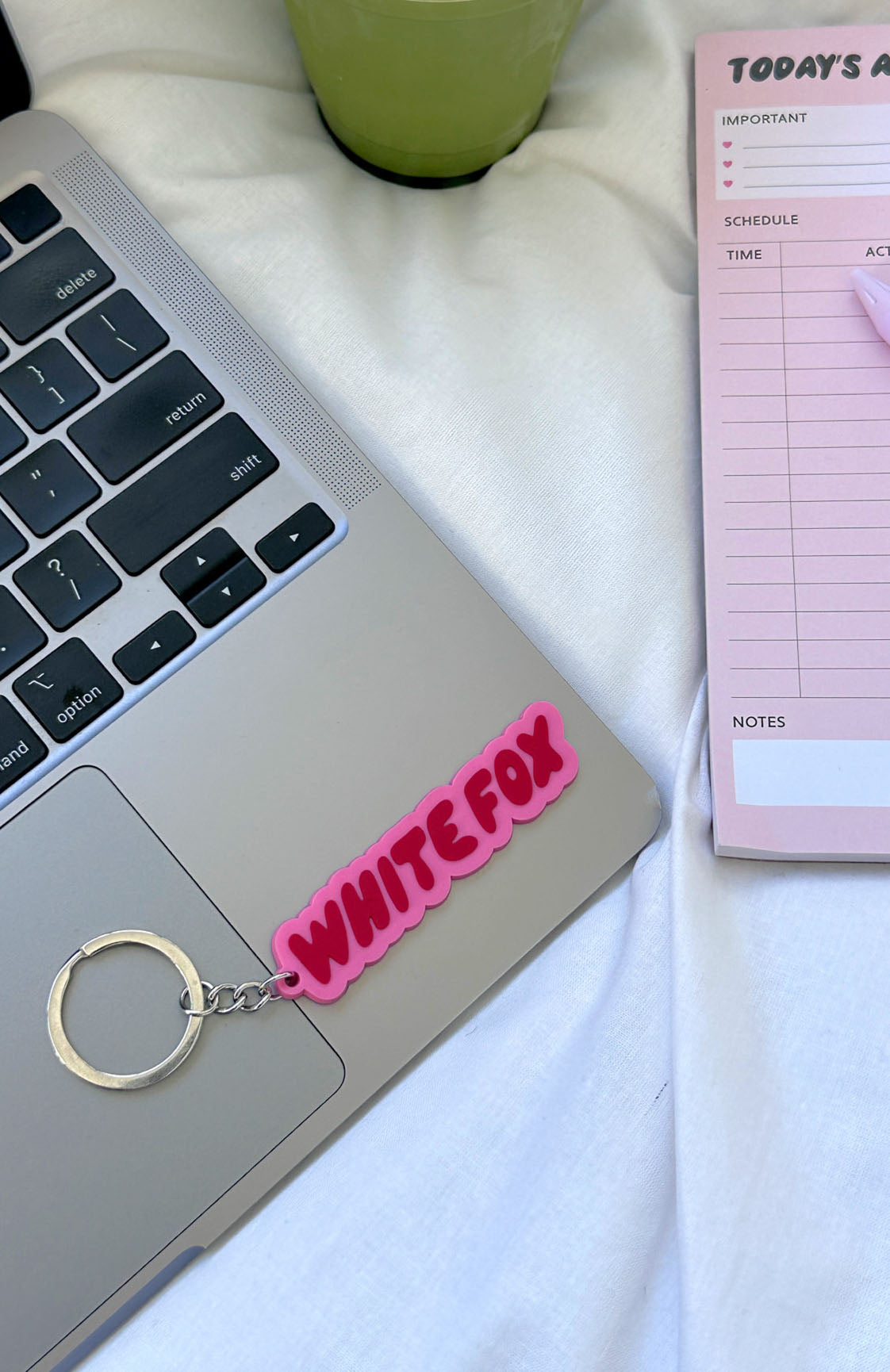 Pink and Red Rubber Keychain with Puff Print Logo - I've Got You