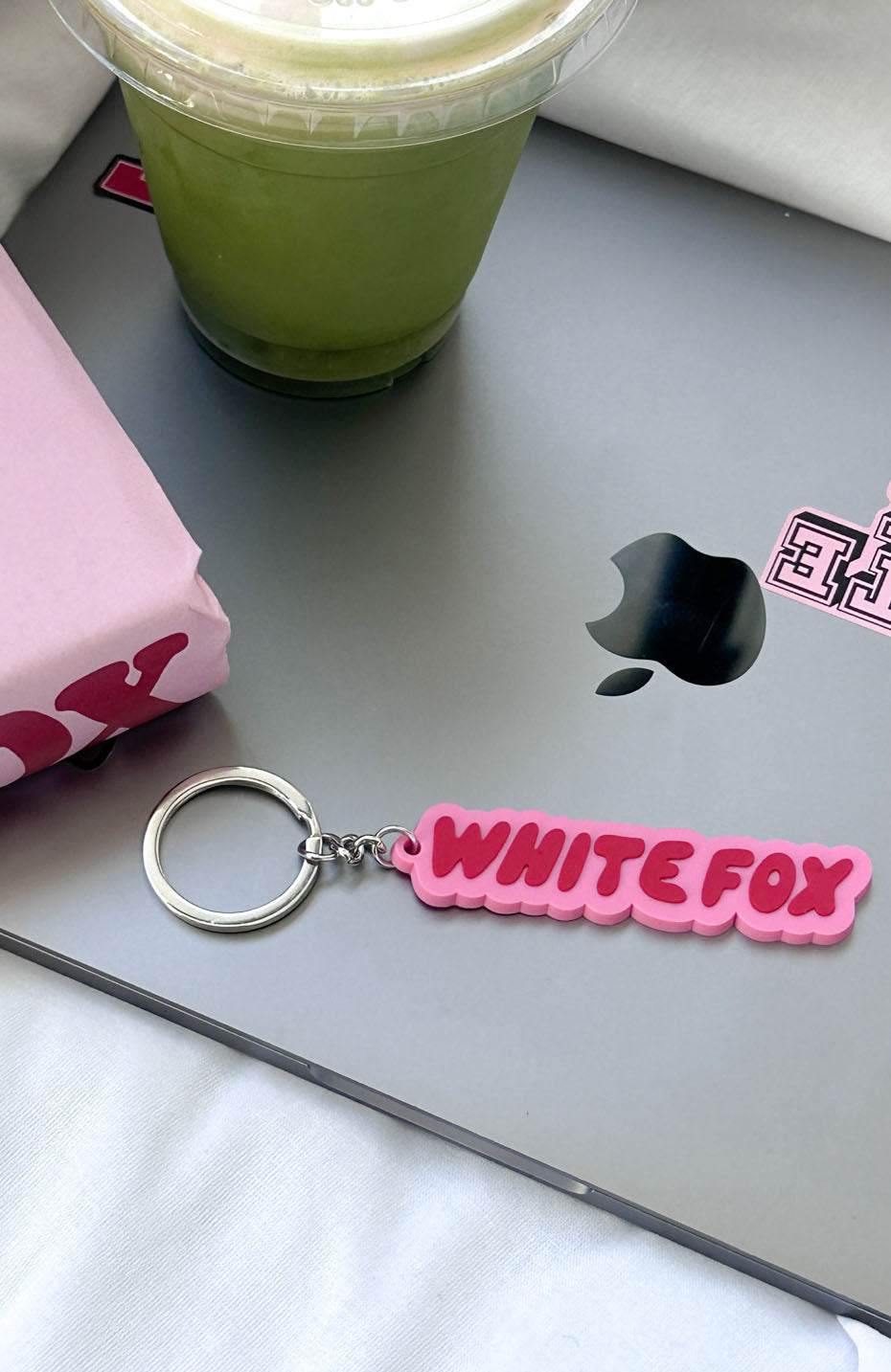 Pink and Red Rubber Keychain with Puff Print Logo - I've Got You