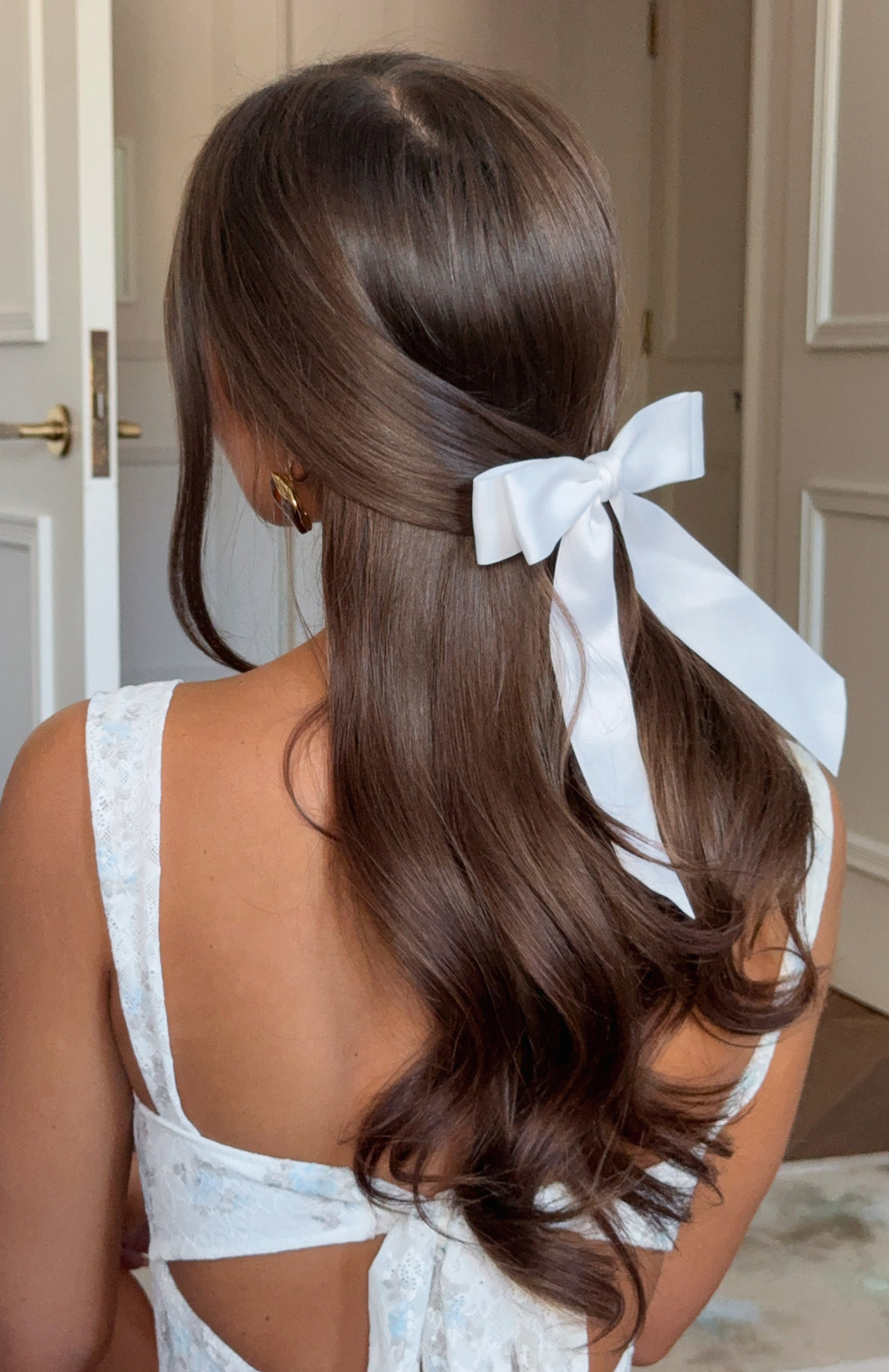White Bow Hair Clip for Women - Sweet Serenity Hair Accessory