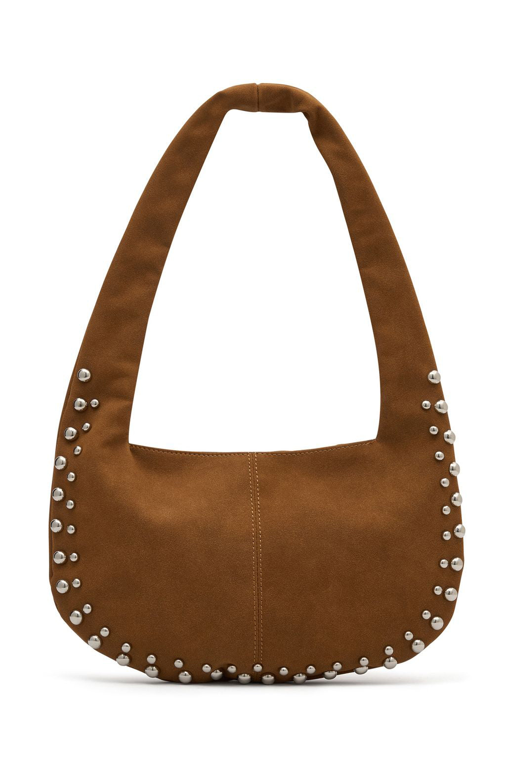 Annalise Chocolate Faux Suede Shoulder Bag with Studs