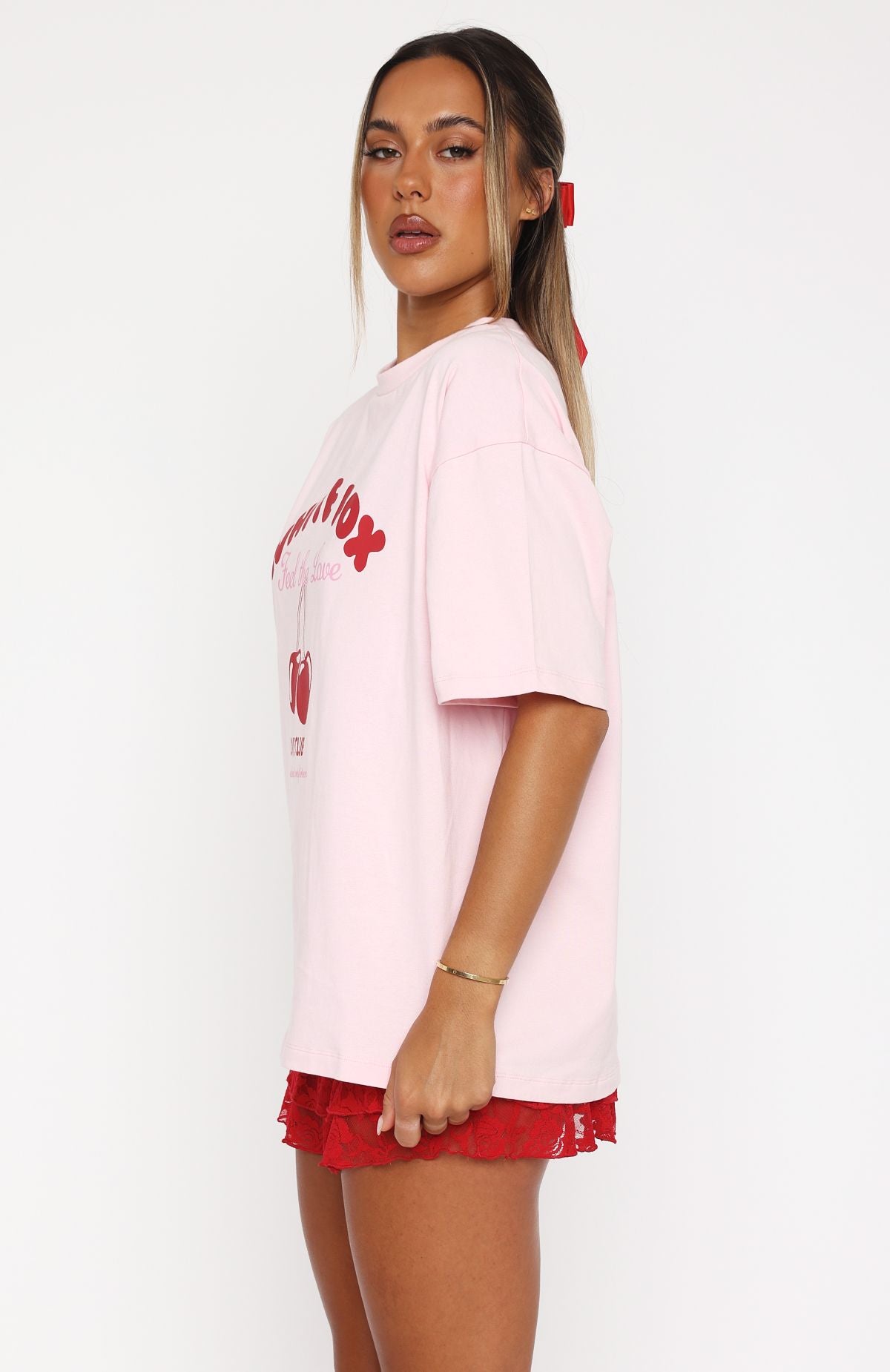 Love Me Tender Pink Oversized Cotton T-Shirt