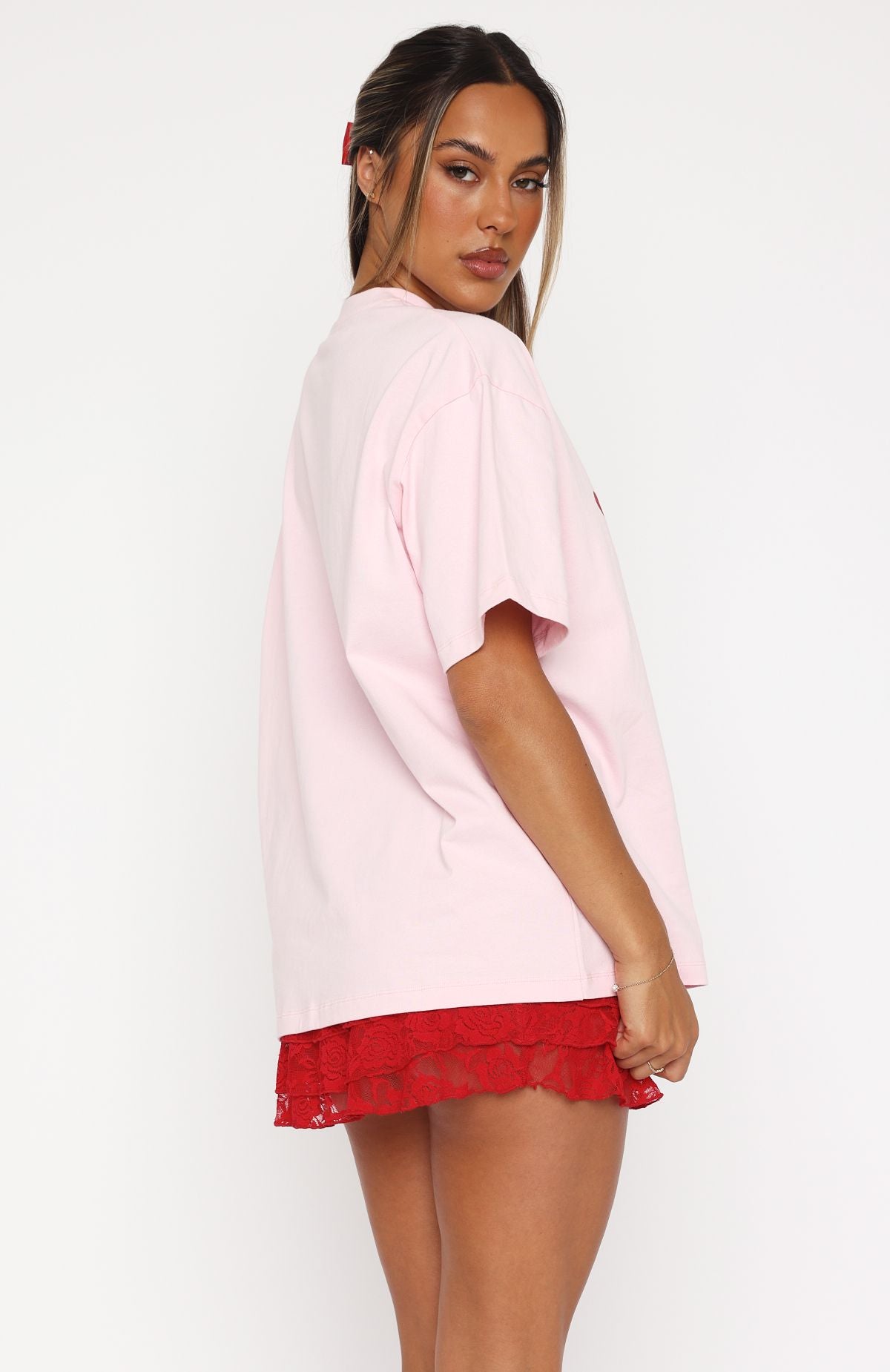 Love Me Tender Pink Oversized Cotton T-Shirt