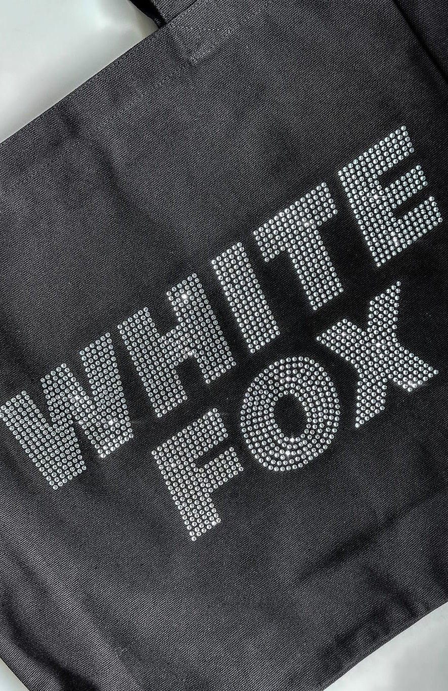 White Fox Always Shining Cotton Tote Bag - Black