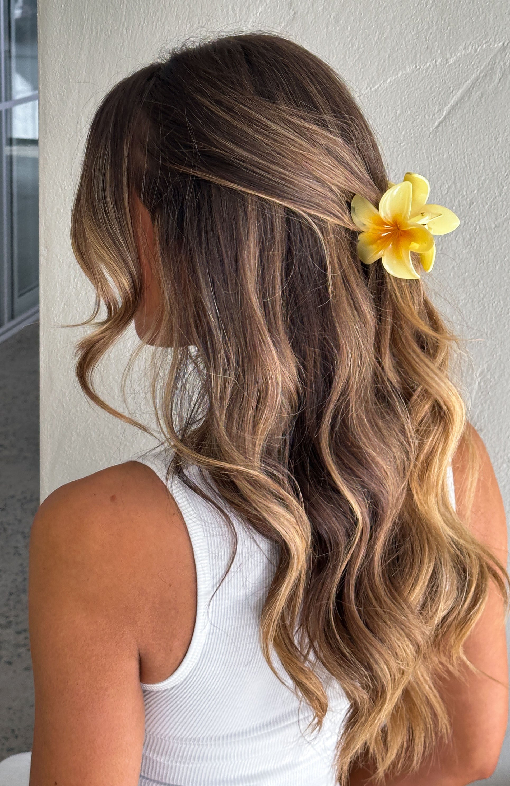 Floral Hair Clip with Spring Closure - Yellow Flower Design