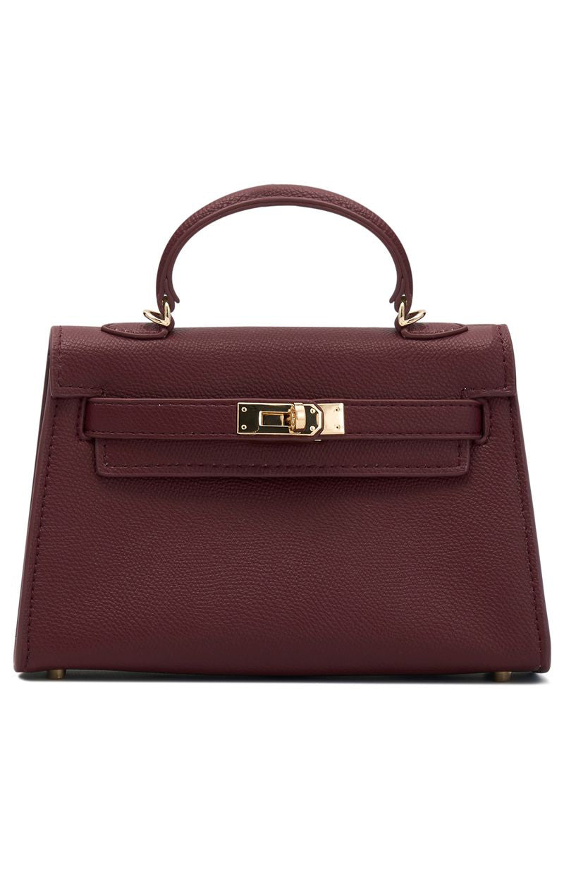 Hope Top Handle Handbag in Plum - PU Leather Women's Purse with Gold Hardware