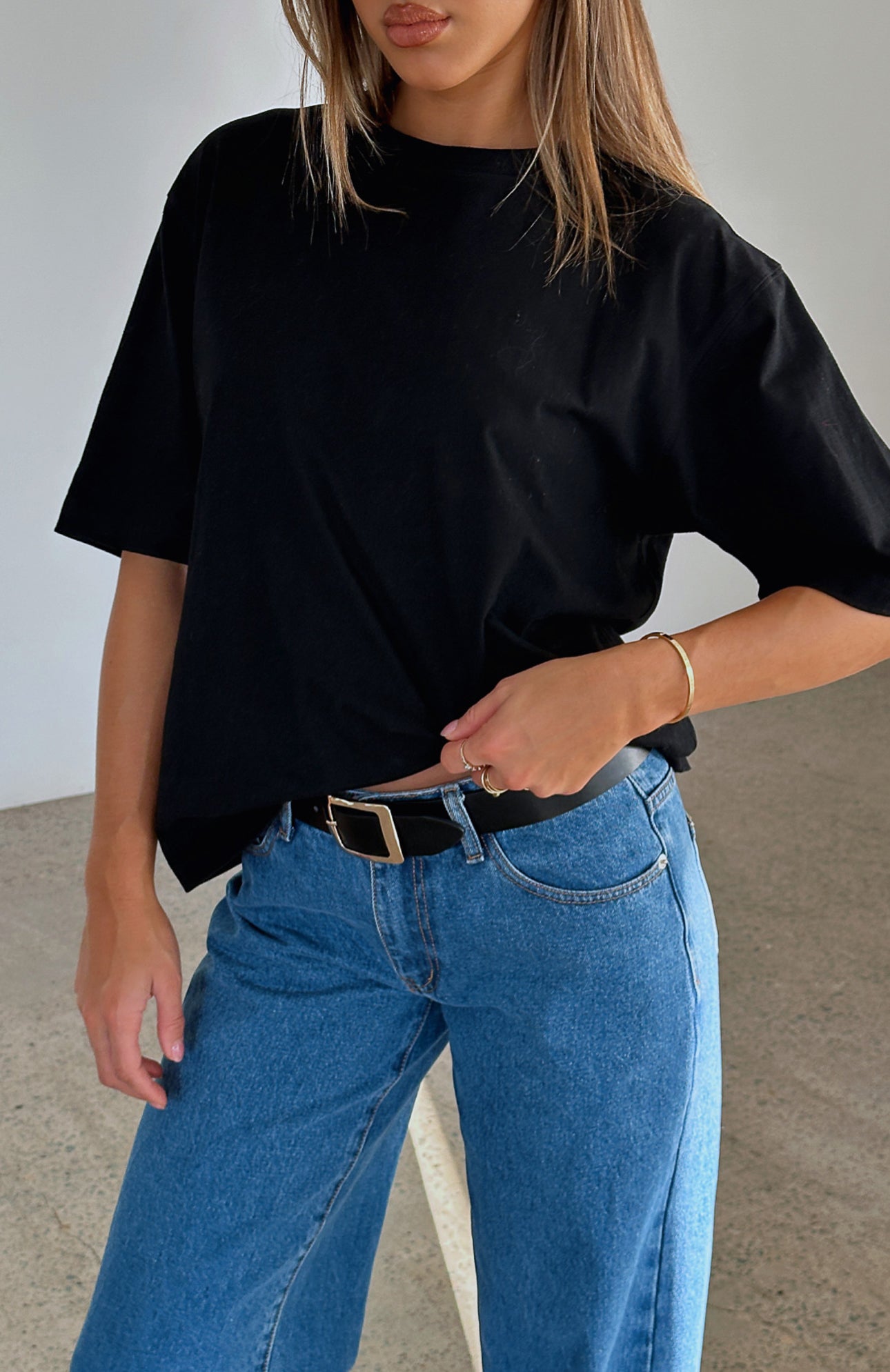 Nights Like These Black & Gold PU Belt with Gold Buckle