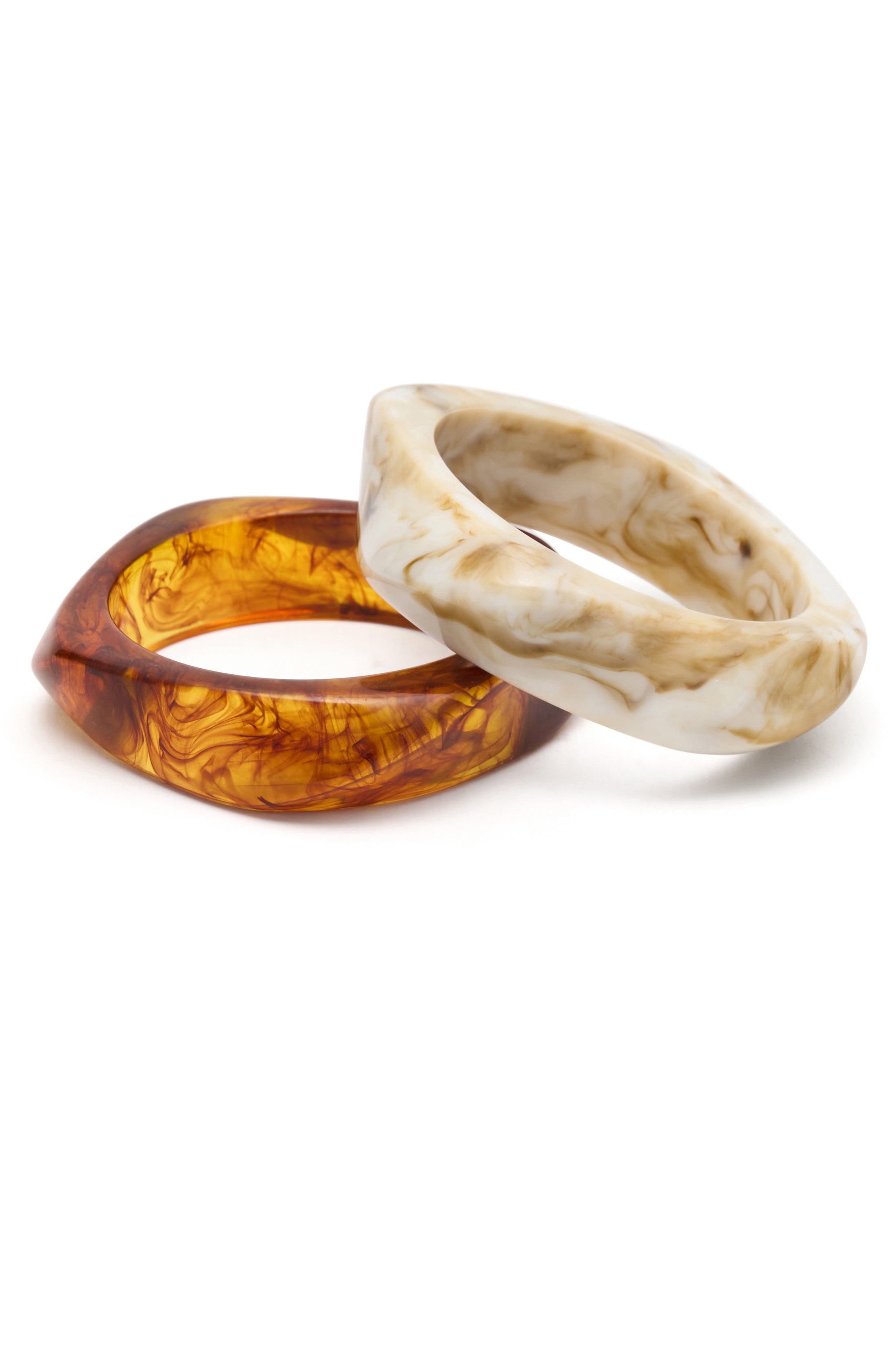 Florentin Caramel Marble Bracelet Set - Glossy Acrylic Bangles