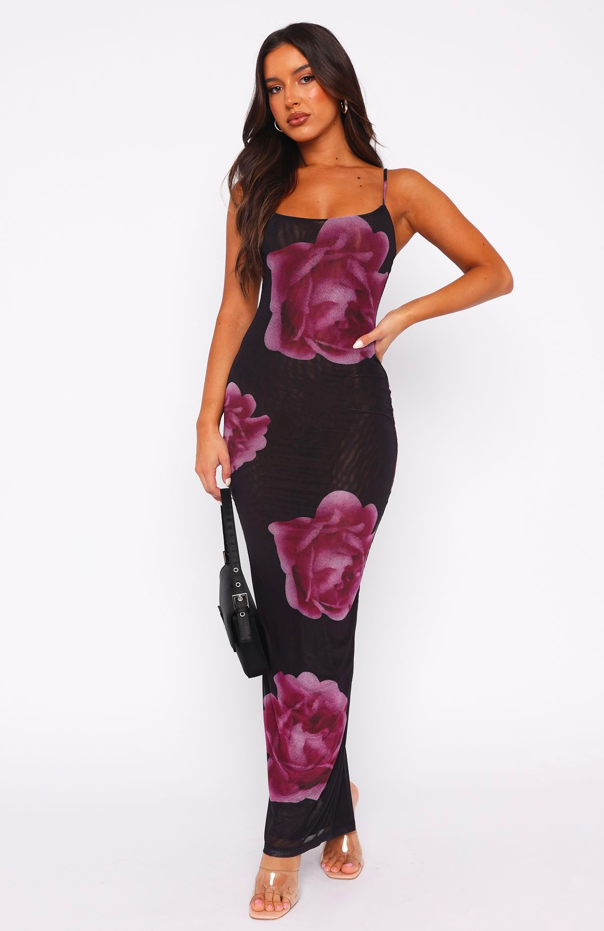 Floral Maxi Dress with Adjustable Straps - Midnight Peony