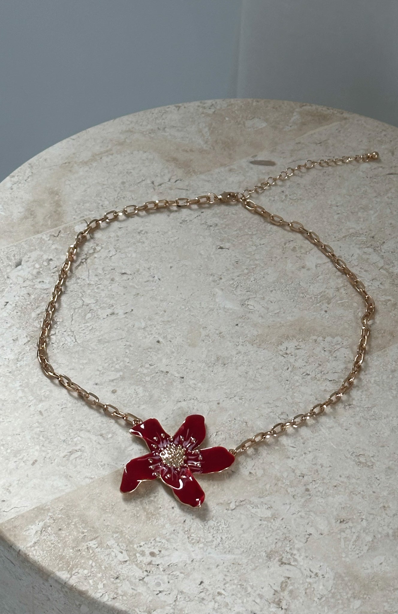 Gold Flower Pendant Necklace - Anya Thin Chain Jewelry