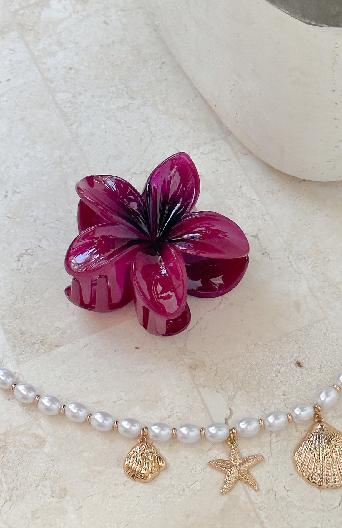 Floral Hair Clip Burgundy with Cute Flower Design