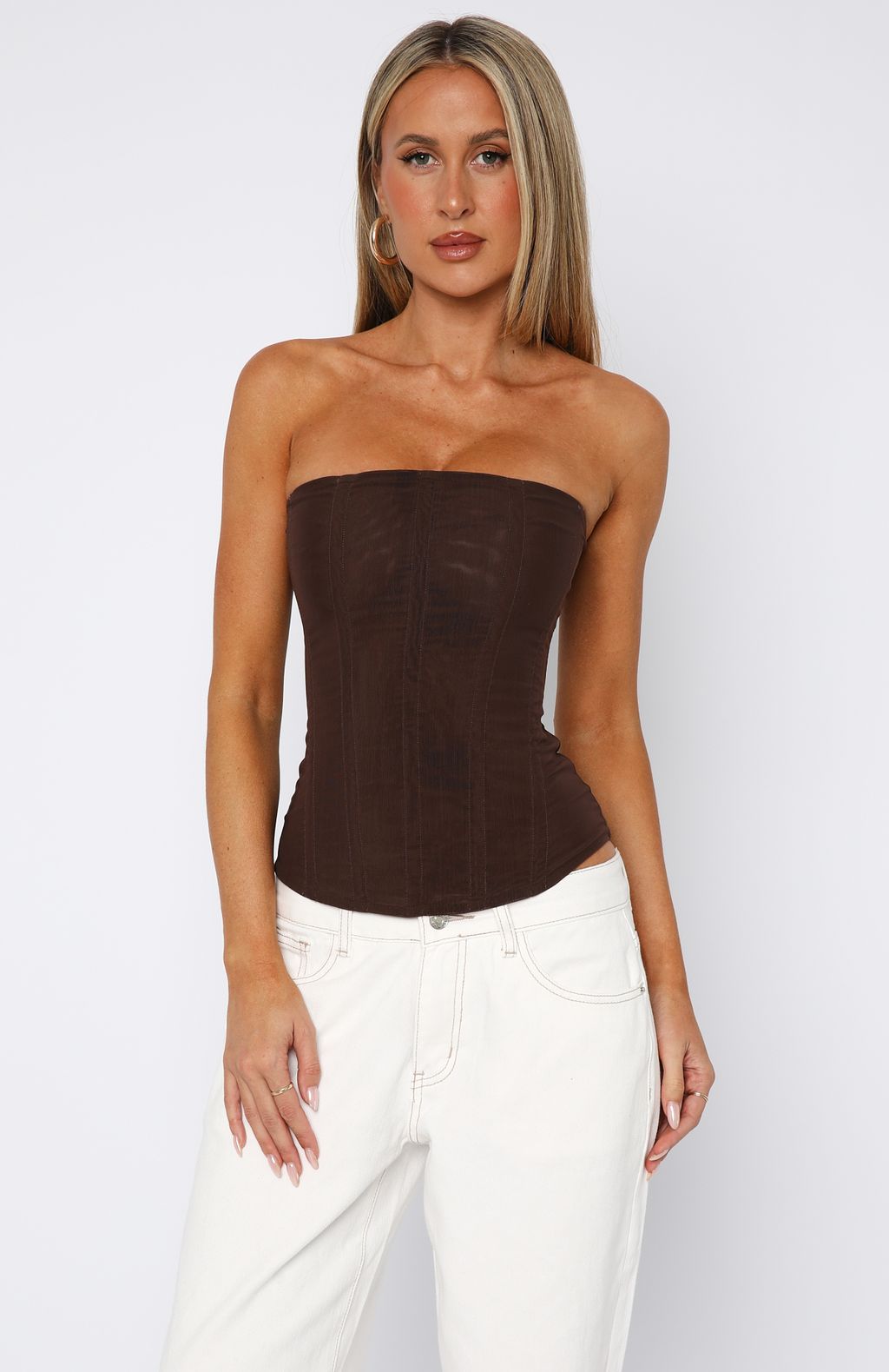Tell Me A Secret Chocolate Strapless Bustier Corset Top