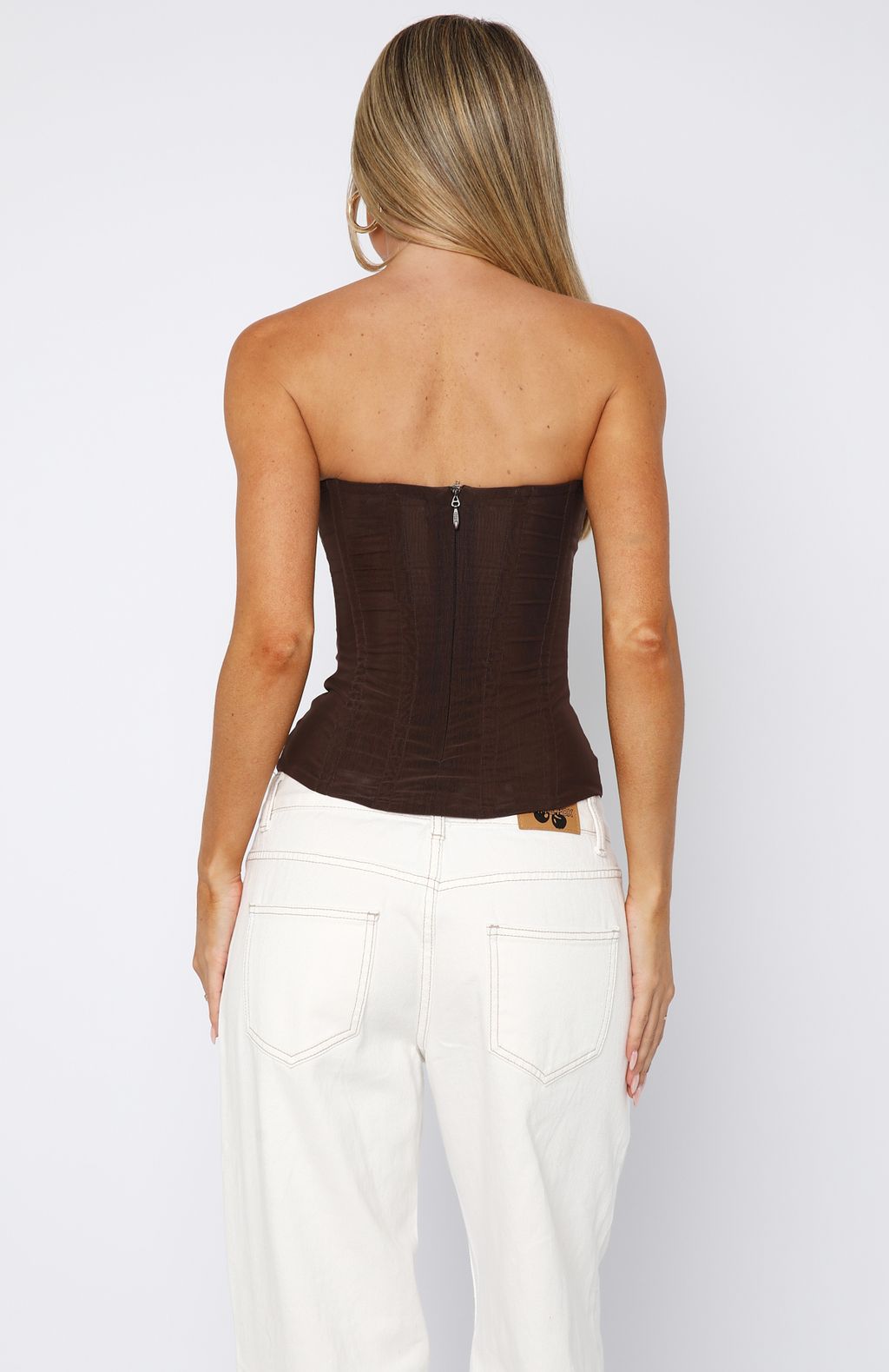 Tell Me A Secret Chocolate Strapless Bustier Corset Top
