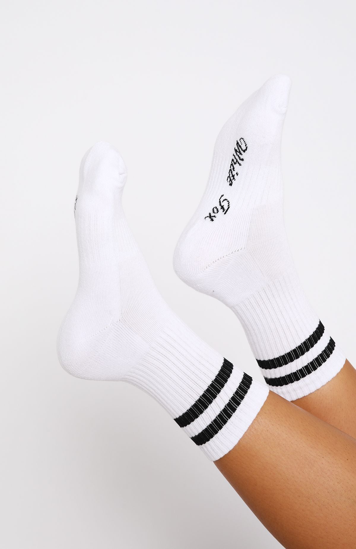 Grounded WF Logo Crew Socks - White/Black Cotton Cushioned