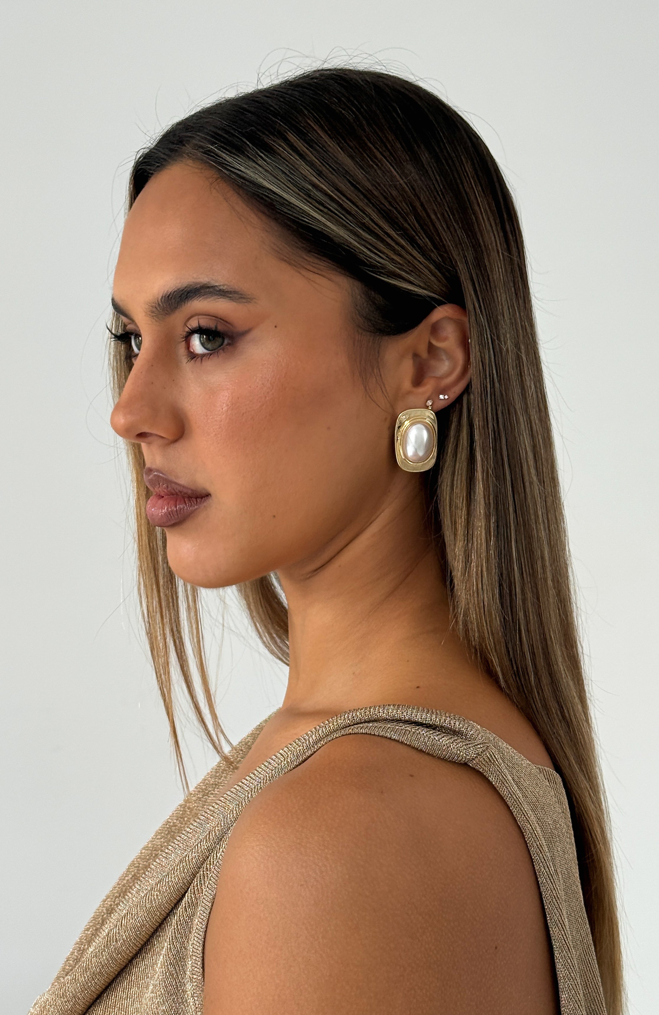 Gold Pearl Drop Earrings – Leigh Oversized Statement Jewelry