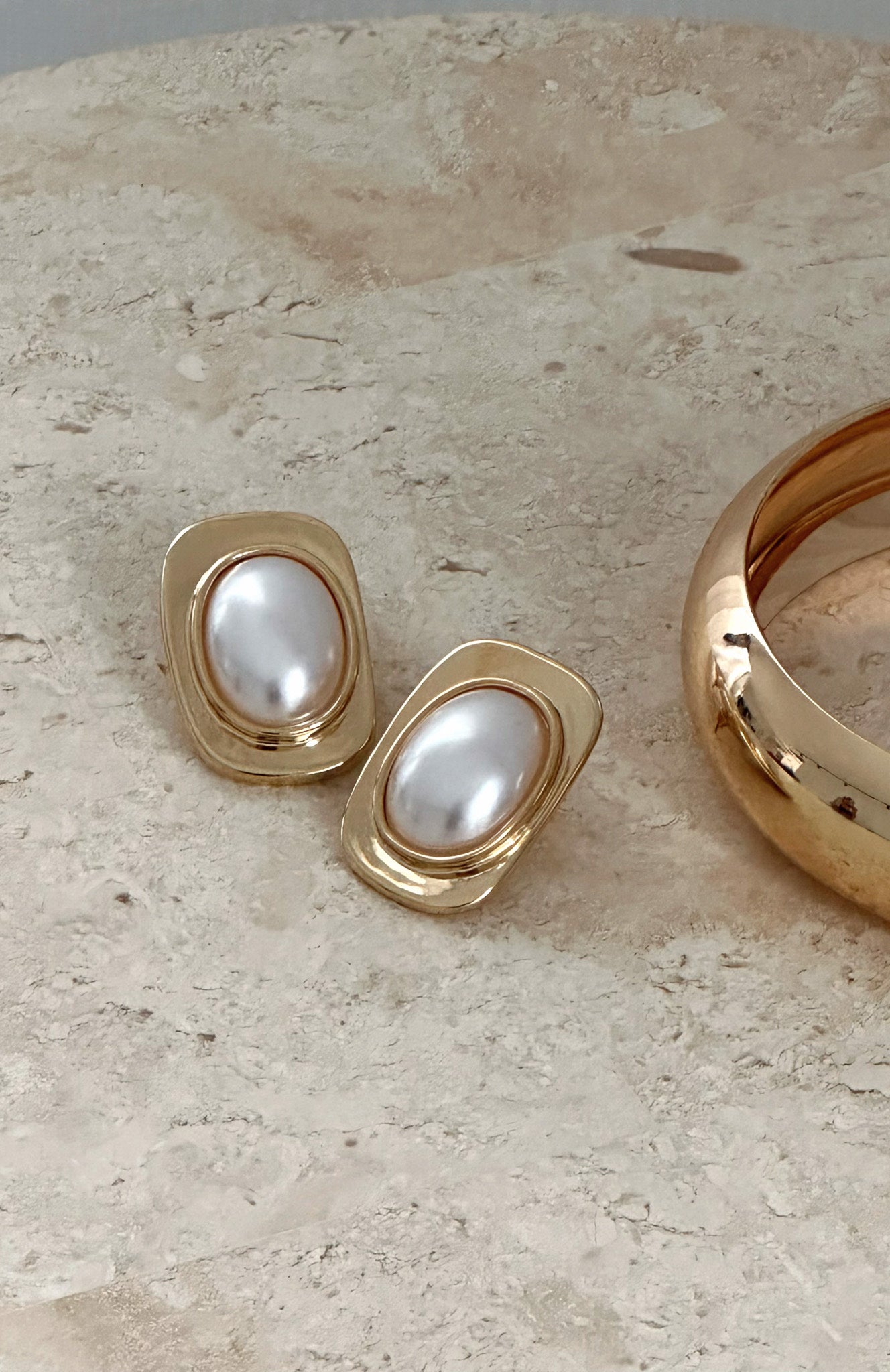 Gold Pearl Drop Earrings – Leigh Oversized Statement Jewelry