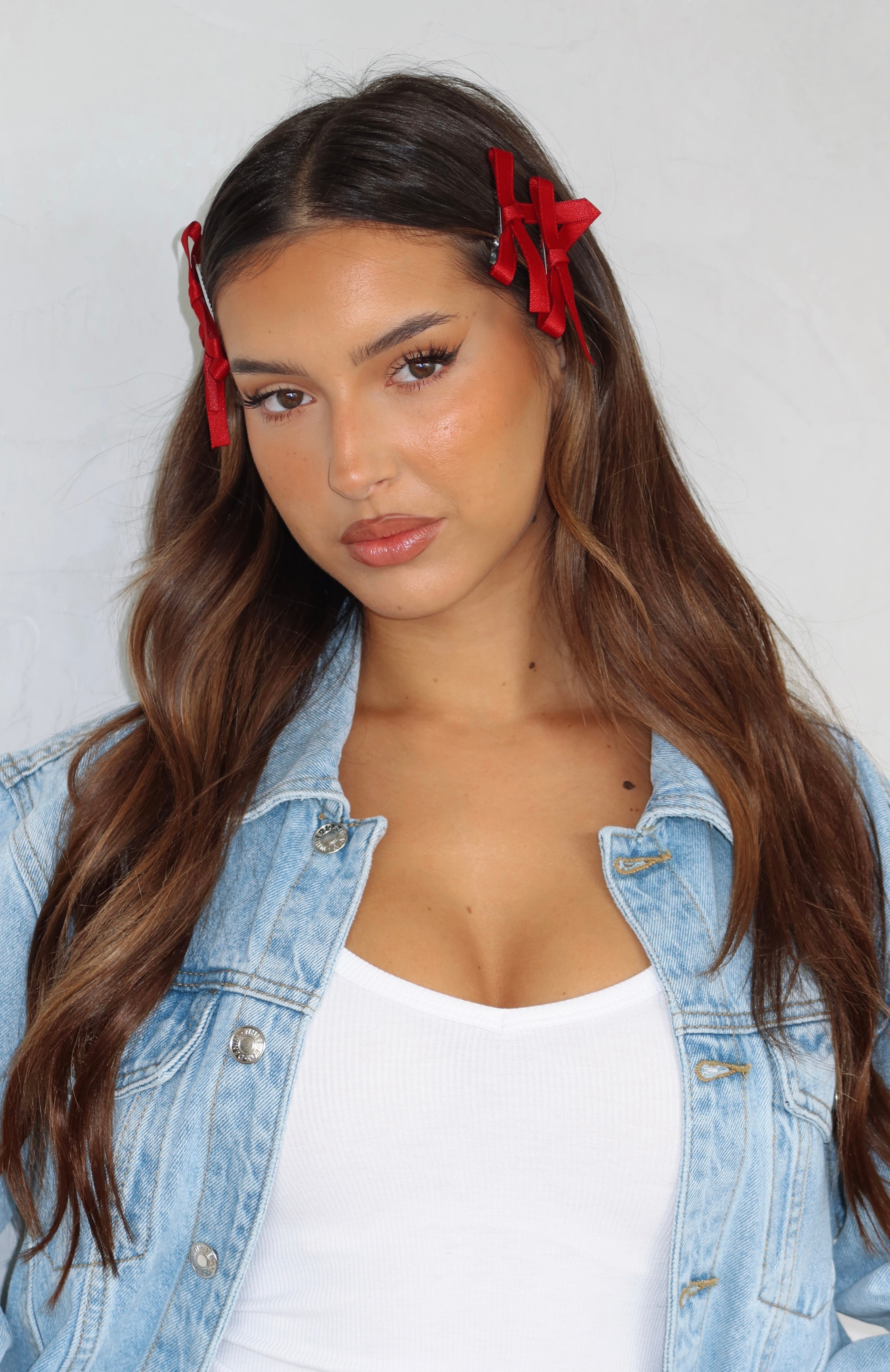 Cherry Bow Hair Clips 4-Pack with Ribbon Bows