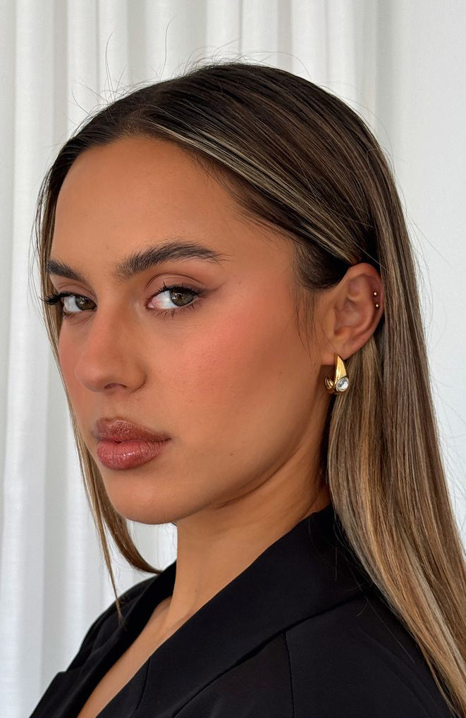 Gold Plated Skylee Stud Earrings with Gemstone Details