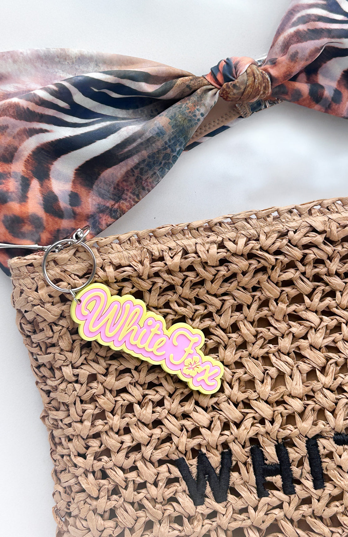 Got The Sun Rubber Keychain - Yellow & Pink Puff Print Design