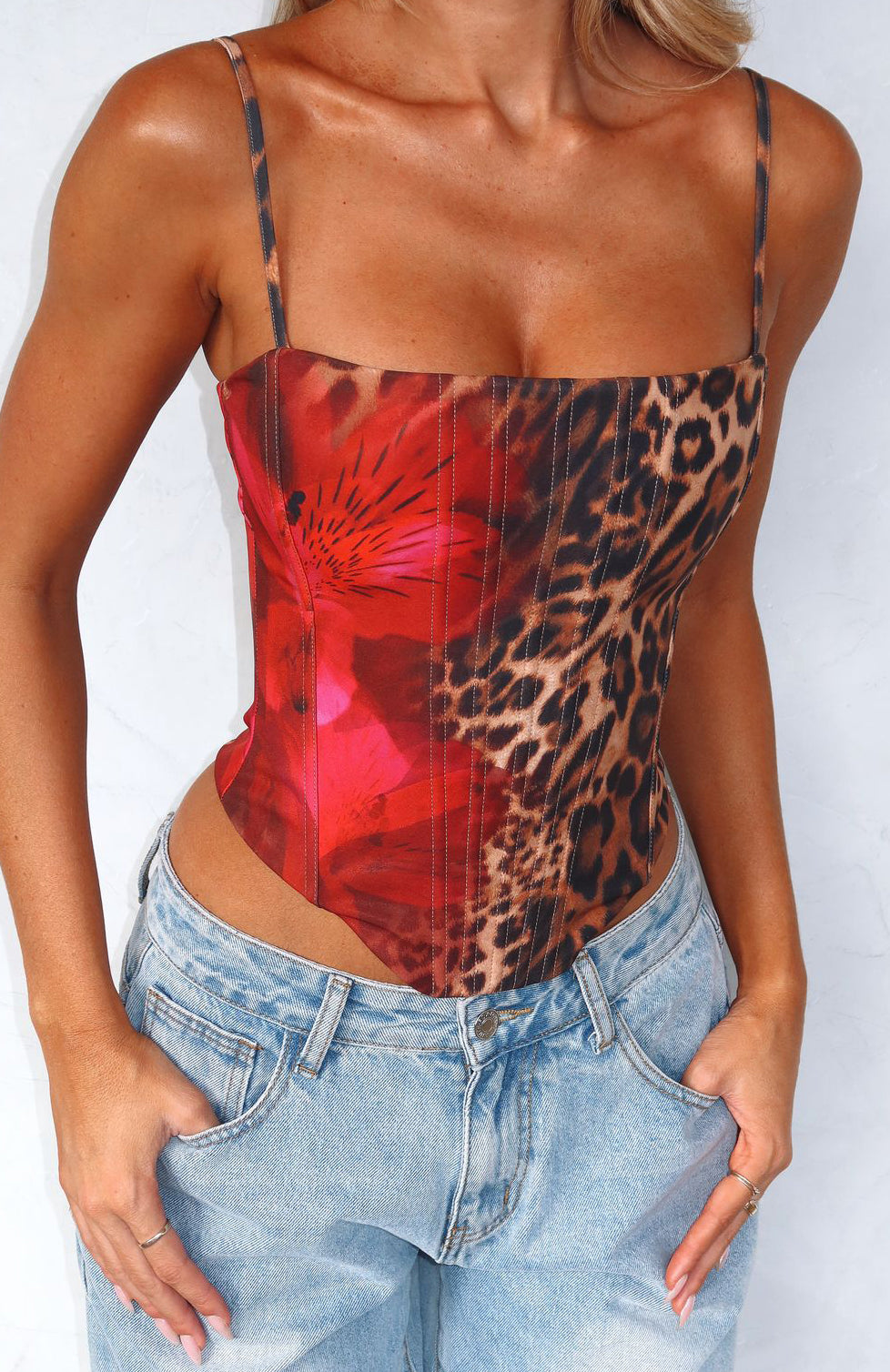Leopard Print Bustier Top - You'll Be Ok Adjustable Straps & Boning
