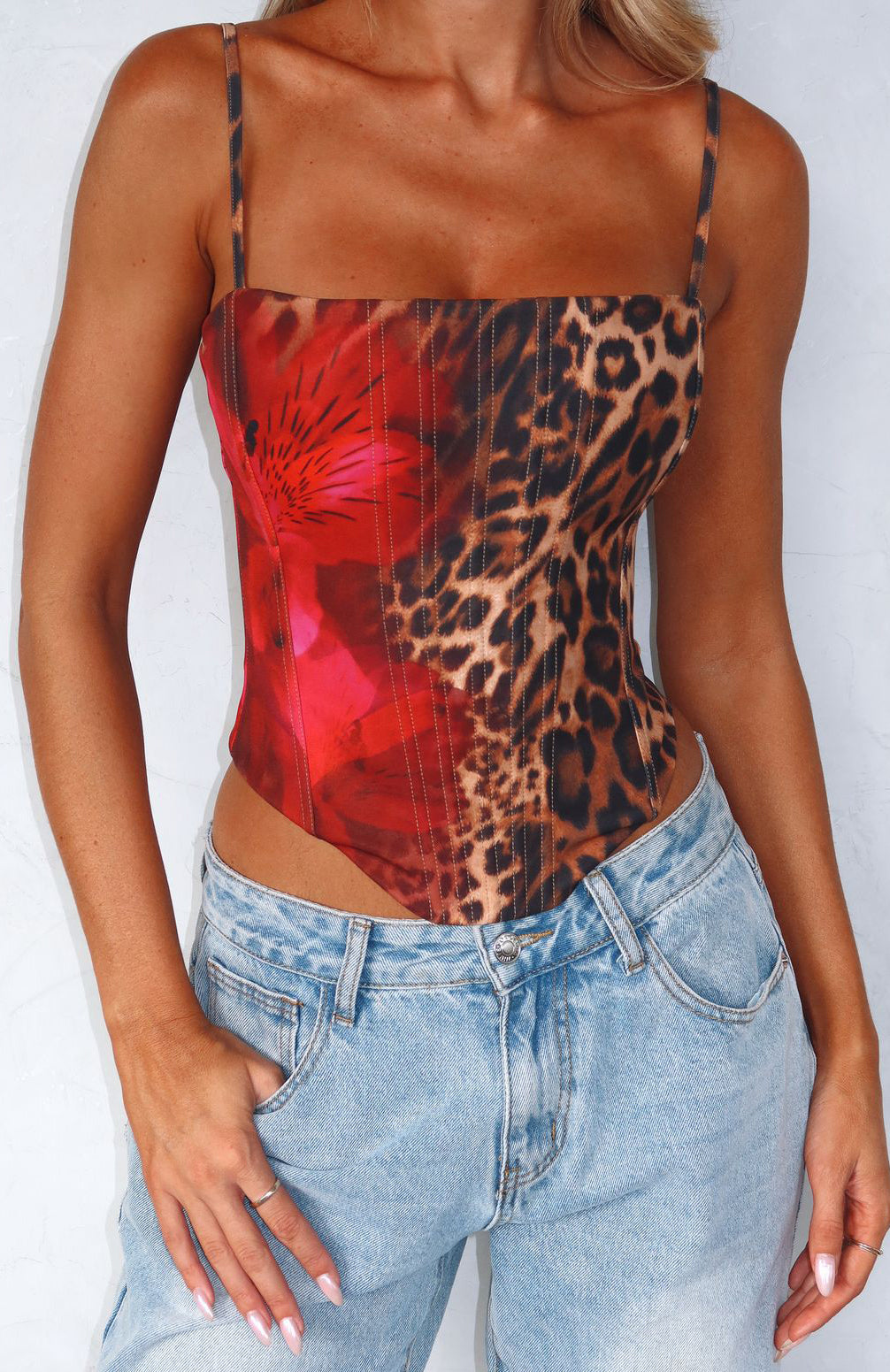 Leopard Print Bustier Top - You'll Be Ok Adjustable Straps & Boning