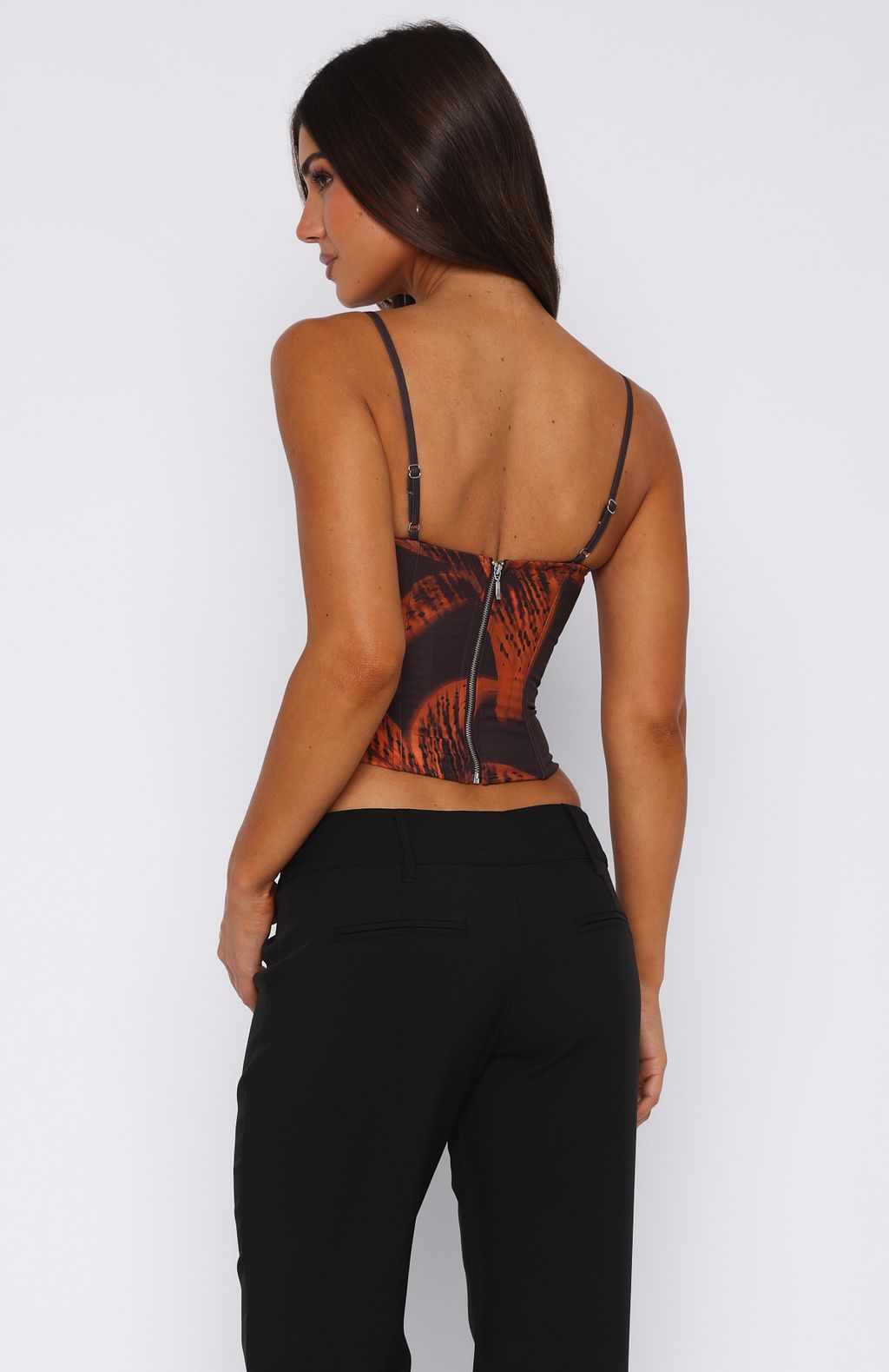 Tangerine Twist Bustier Top with Square Neck & Adjustable Straps
