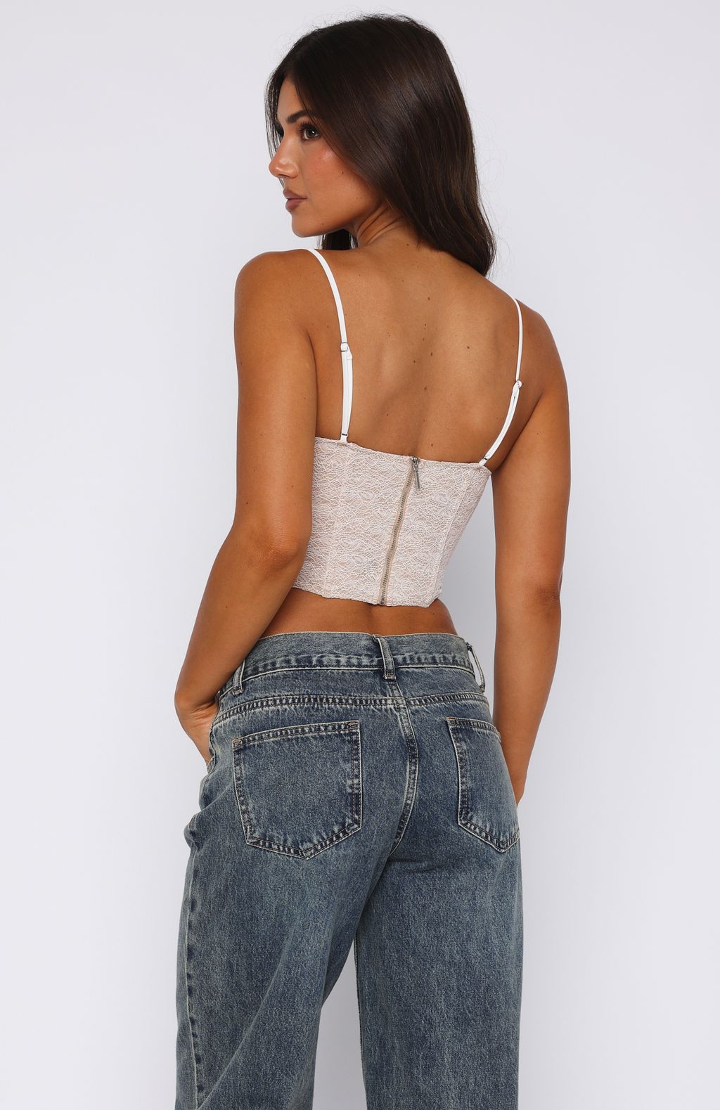 White Bustier Top with Adjustable Straps & Underwire - Don't Get Greedy