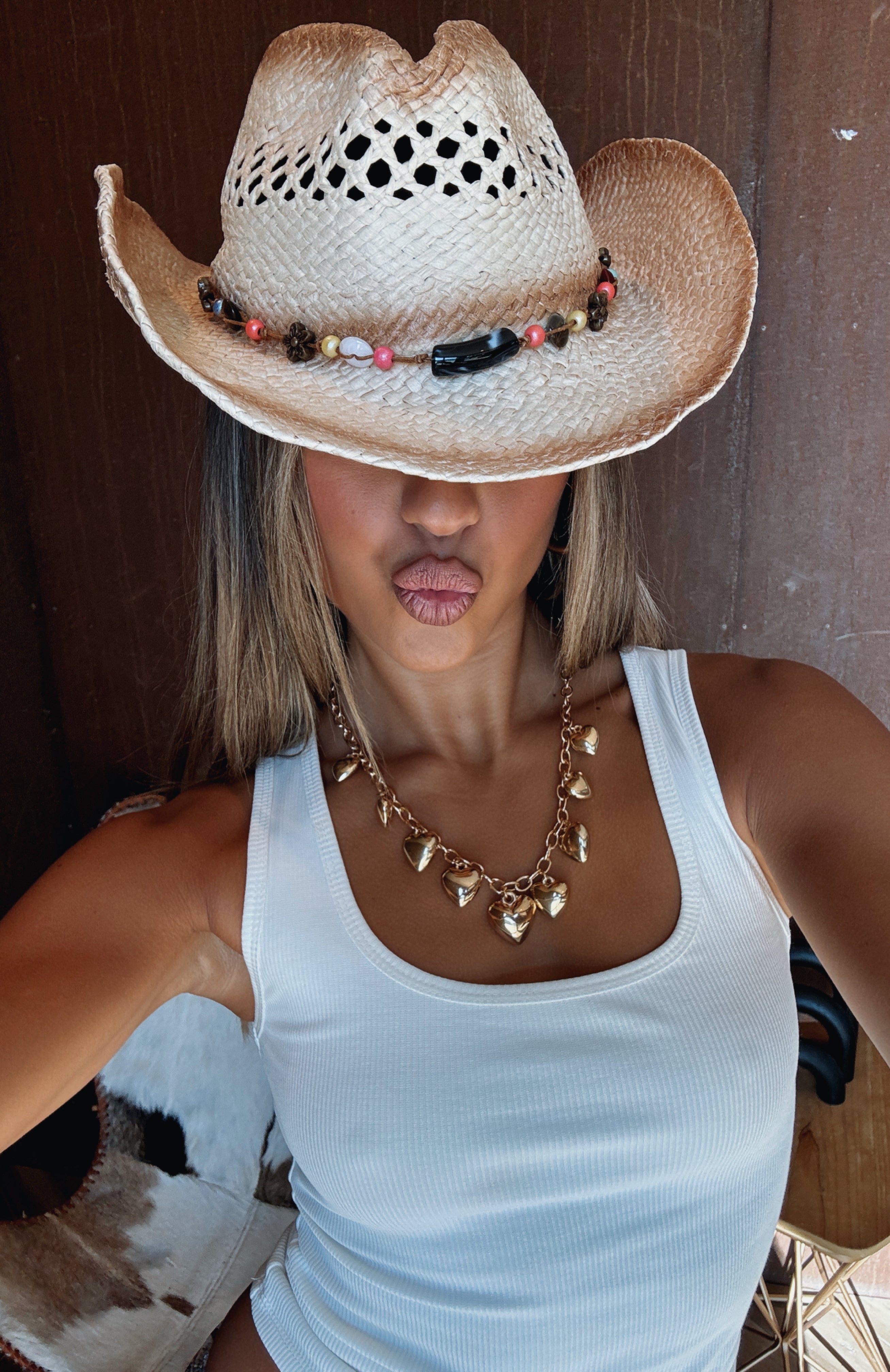 Western Cowboy Hat with Beaded Detailing – Montana Toasted Oats Design