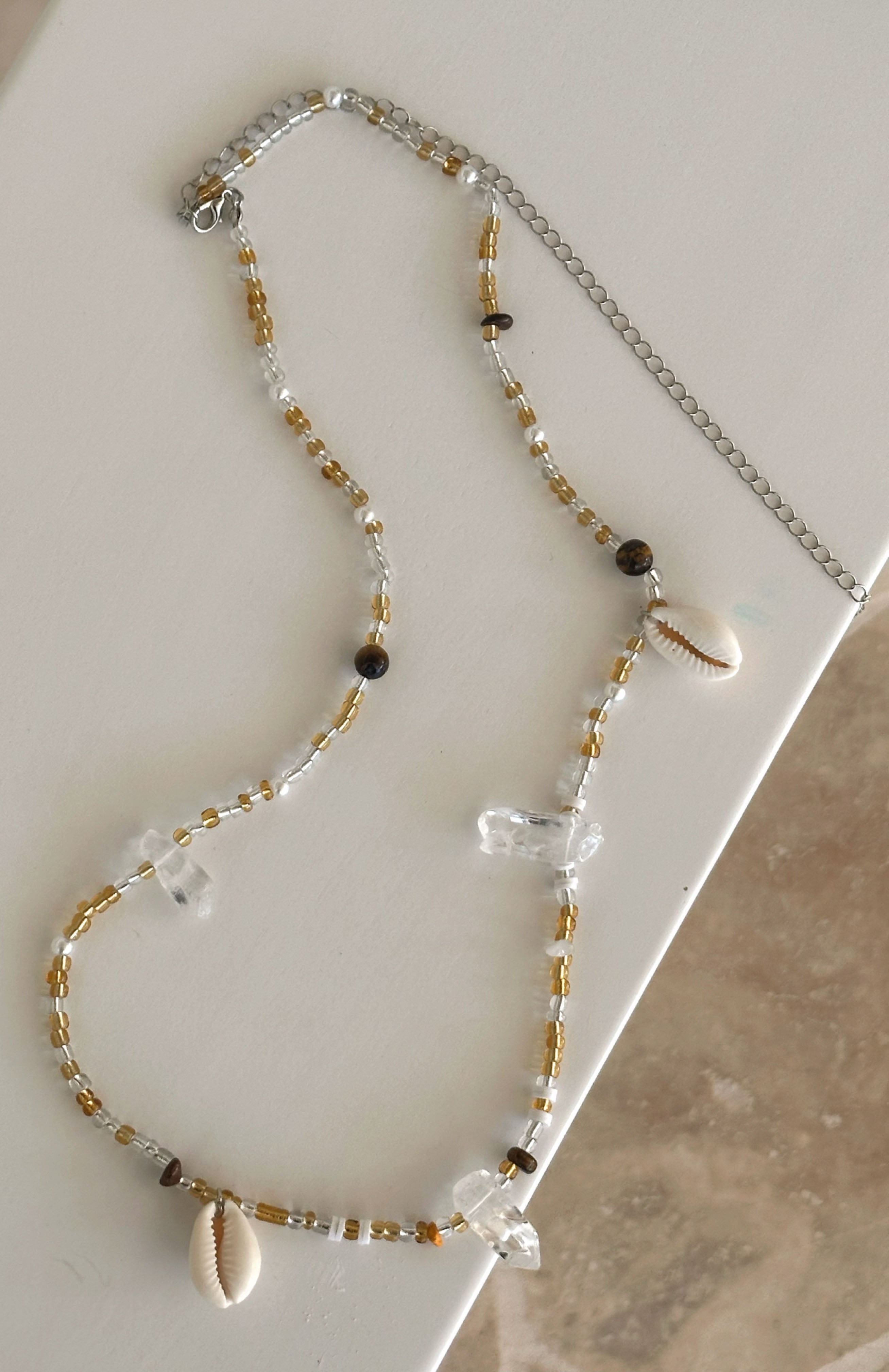 Hanalei Green & Gold Beaded Body Chain with Shell Detailing
