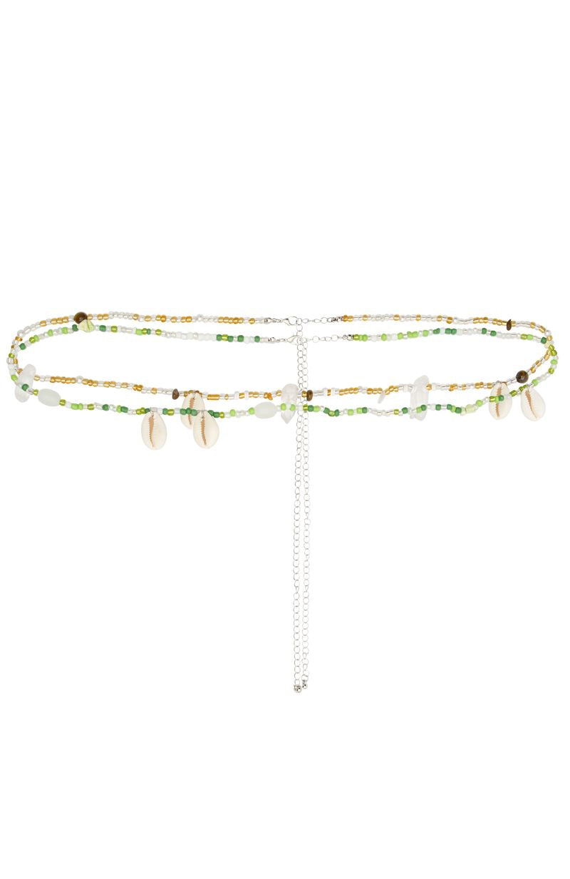 Hanalei Green & Gold Beaded Body Chain with Shell Detailing
