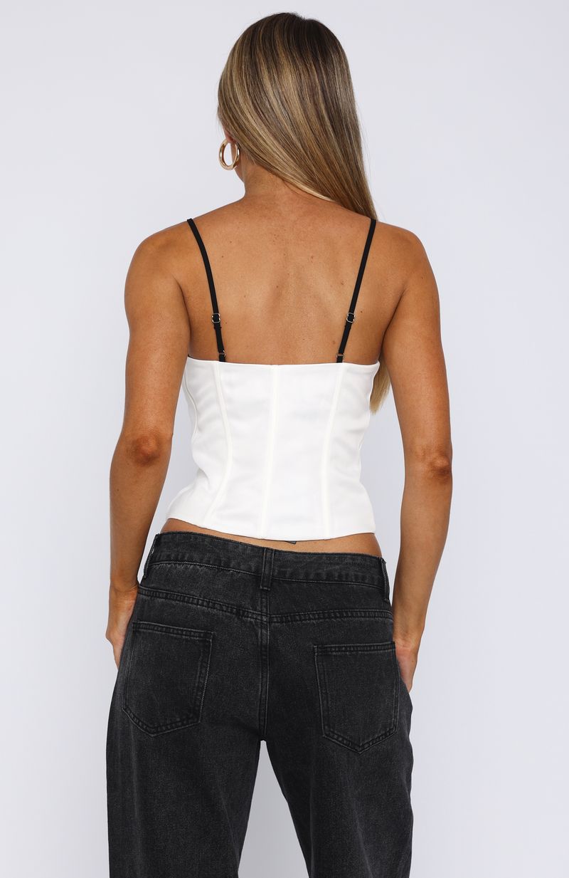 Girl About Town White & Black Bustier with Adjustable Straps