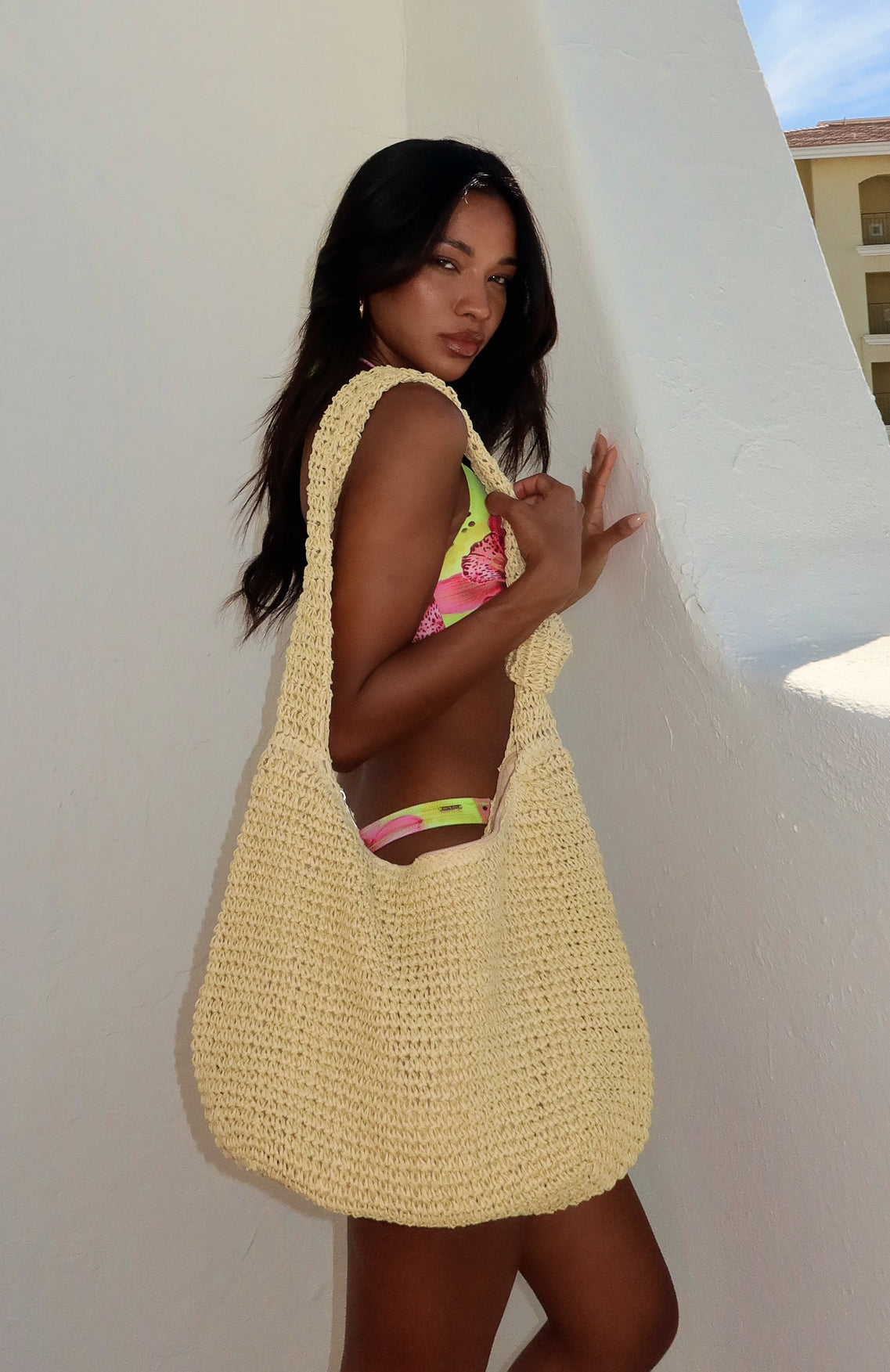 Asher Natural Straw Shoulder Bag for Beach & Travel