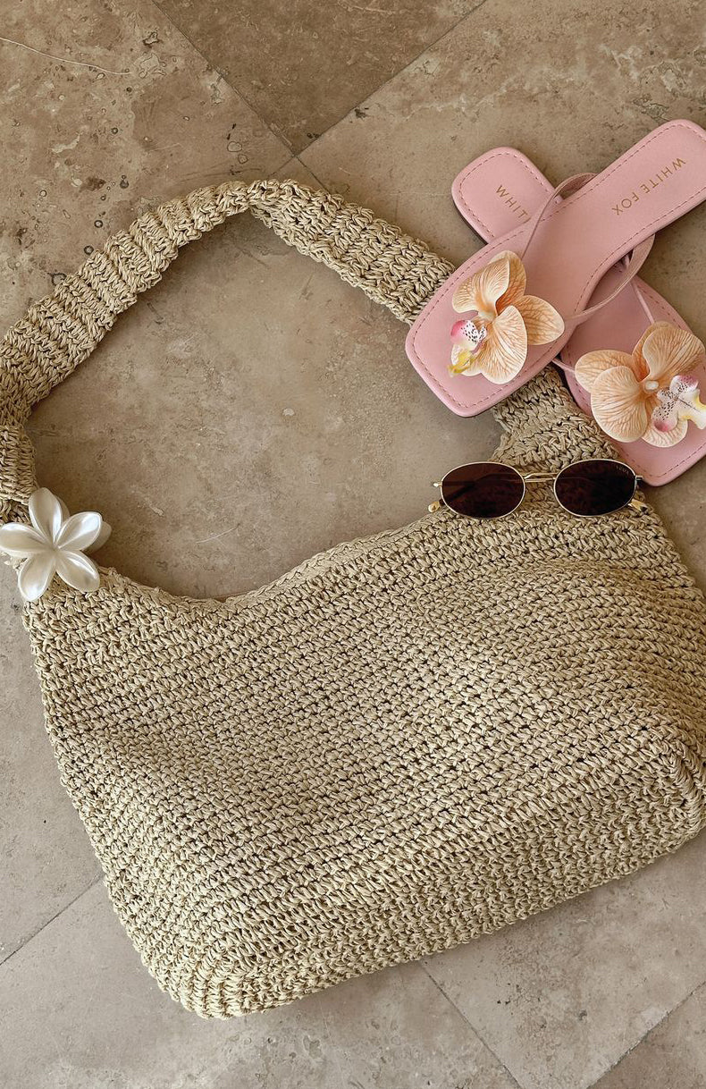 Asher Natural Straw Shoulder Bag for Beach & Travel