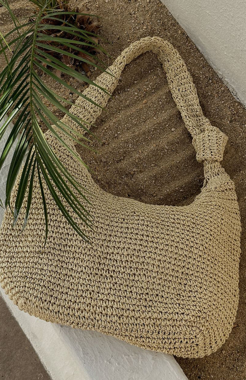 Asher Natural Straw Shoulder Bag for Beach & Travel
