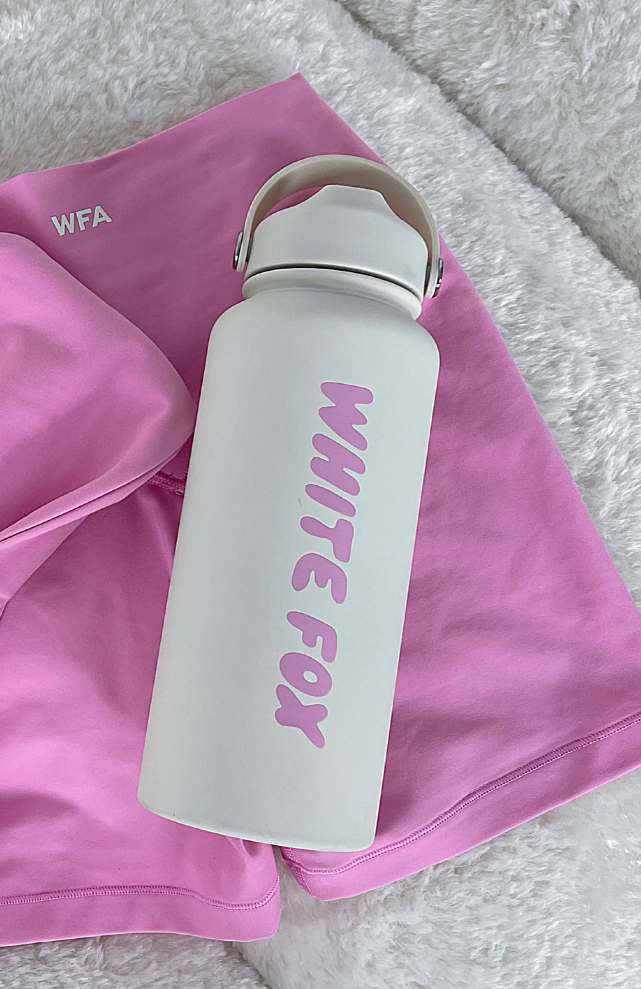 Insulated Stainless Steel Water Bottle 1L - White & Pink BPA-Free