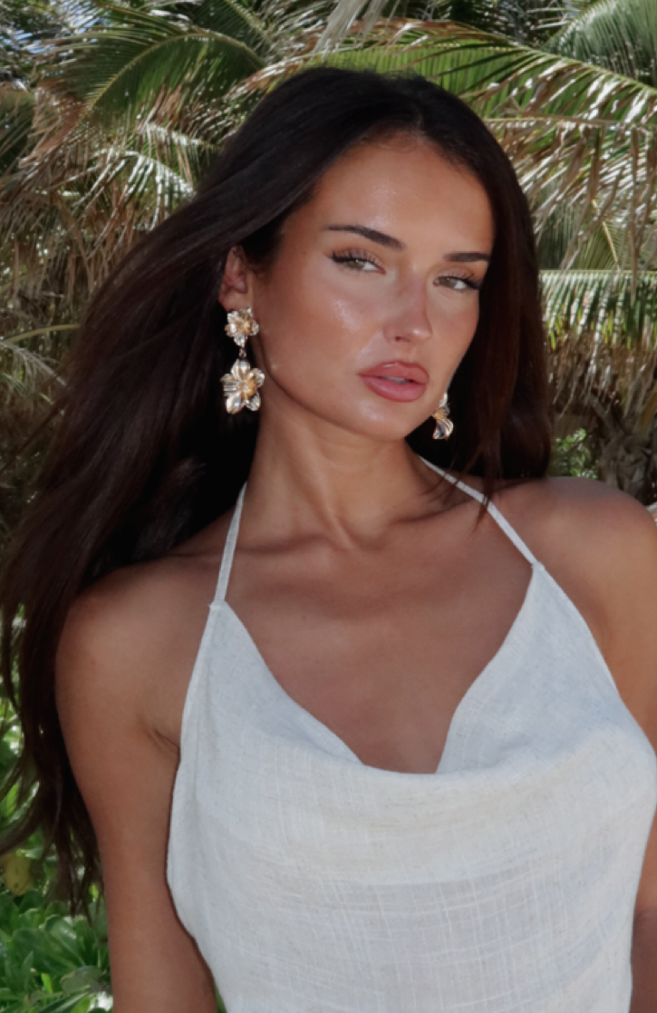 Gold Flower Statement Earrings – 6.5cm Moana Design