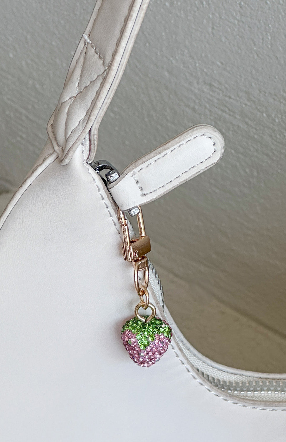 Pink Strawberry Keychain with Gems - Stefanie Shine Design