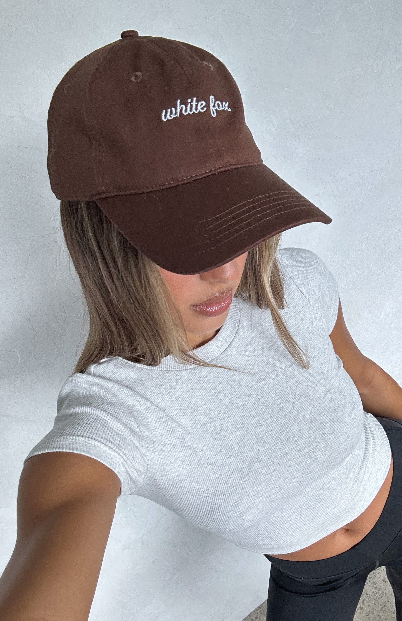 White Fox Chocolate Snapback Cap - 100% Cotton Logo Hat