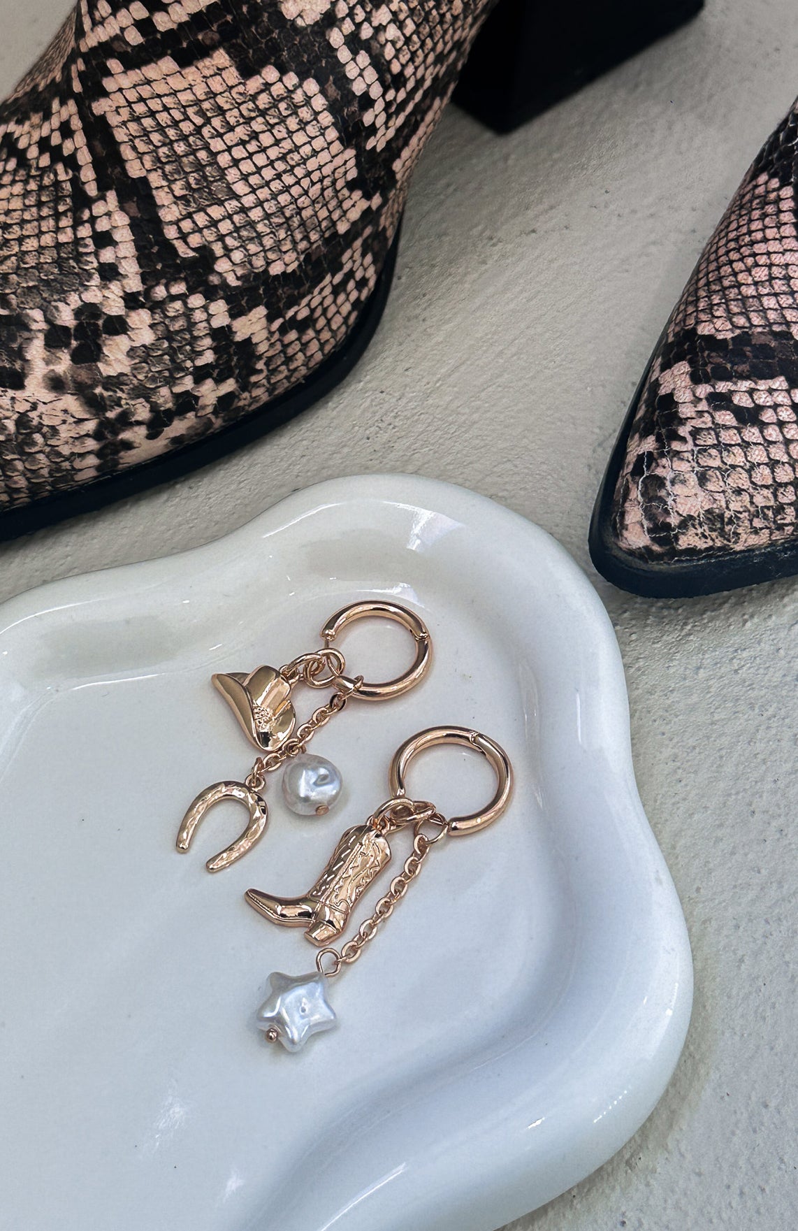 Gold Drop Earrings with Multiple Pendants - Country Soul Style