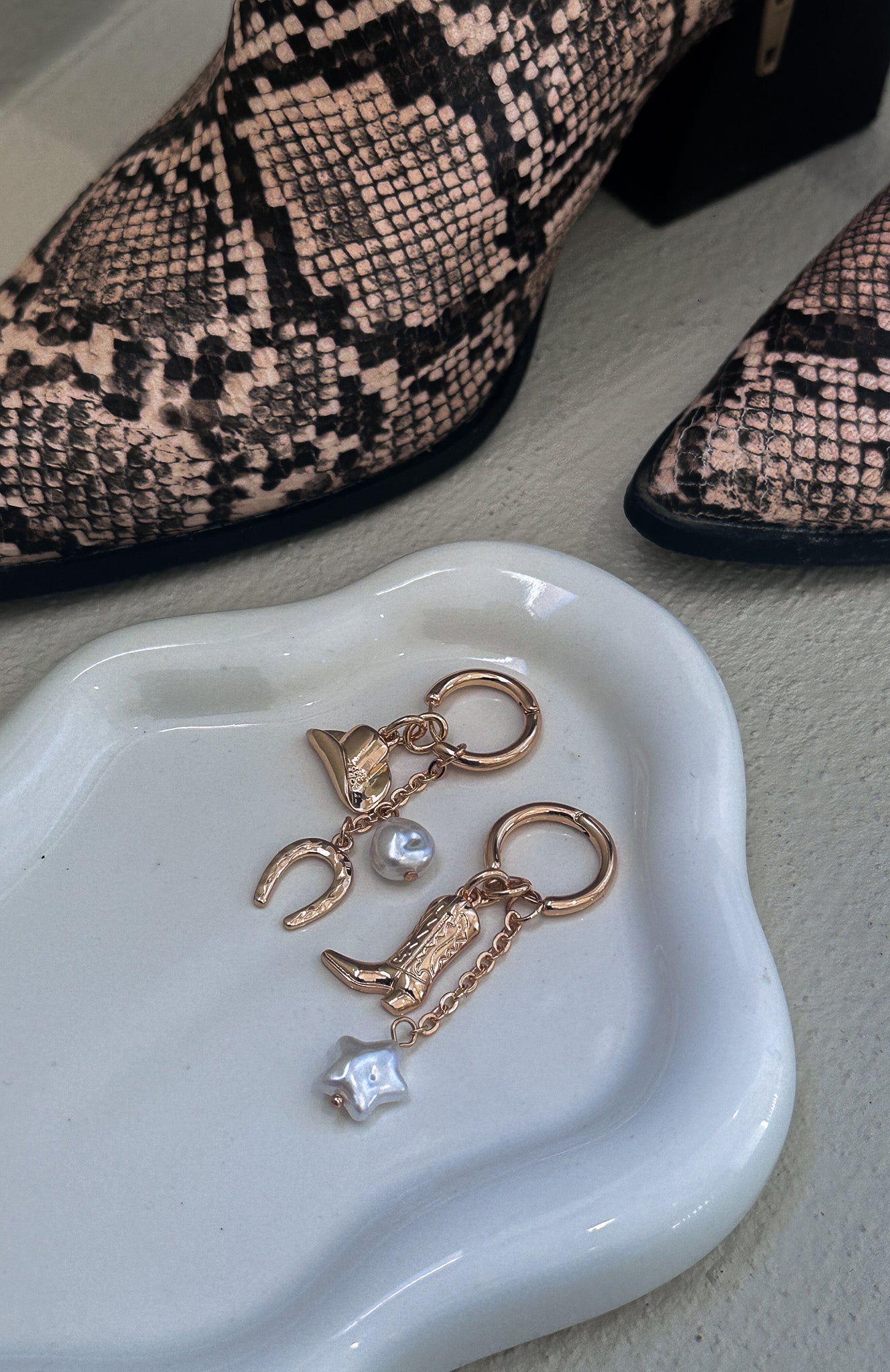 Gold Drop Earrings with Multiple Pendants - Country Soul Style