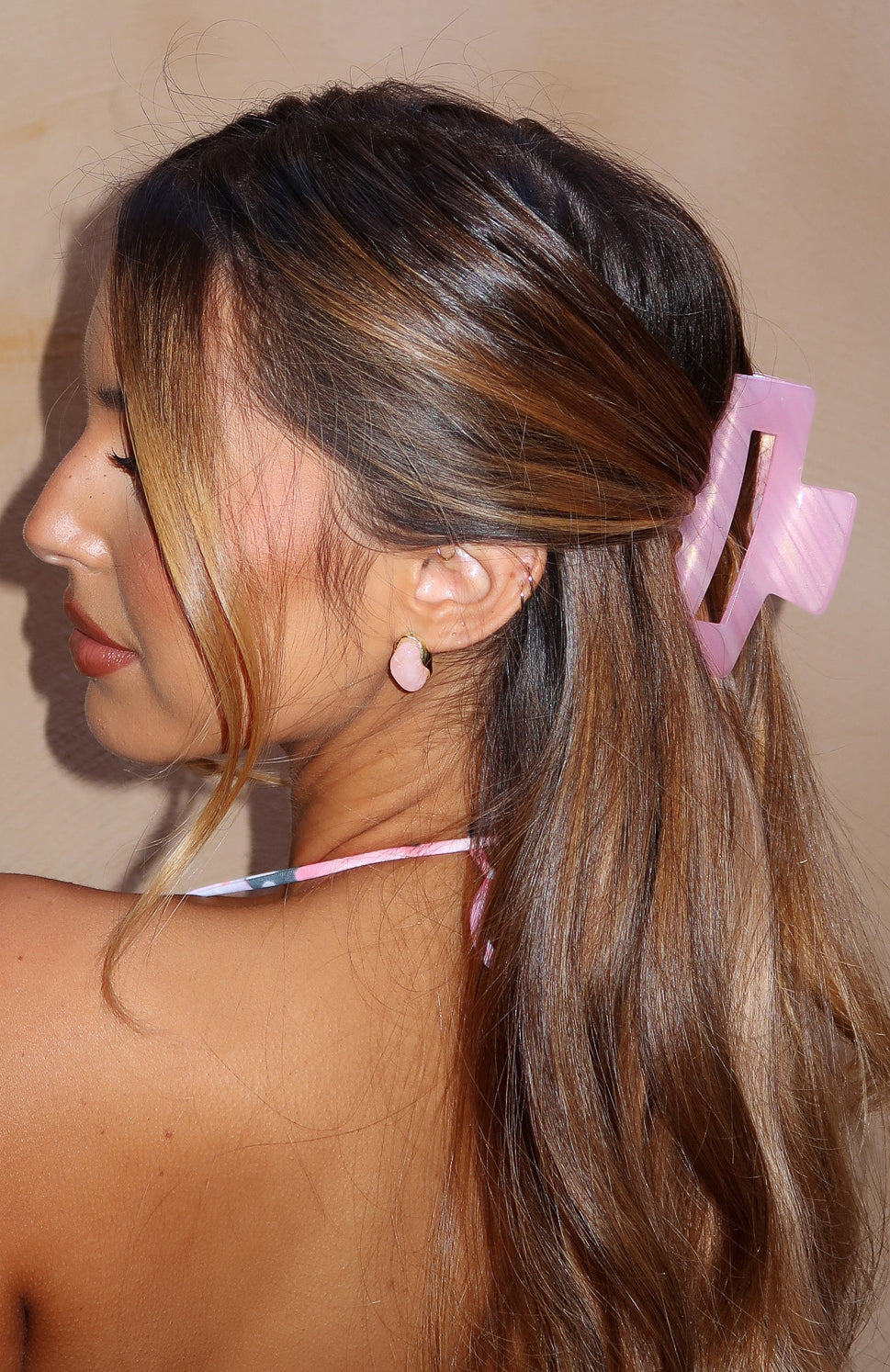 Brandi Pink Marble Hair Clip with Secure Spring Closure