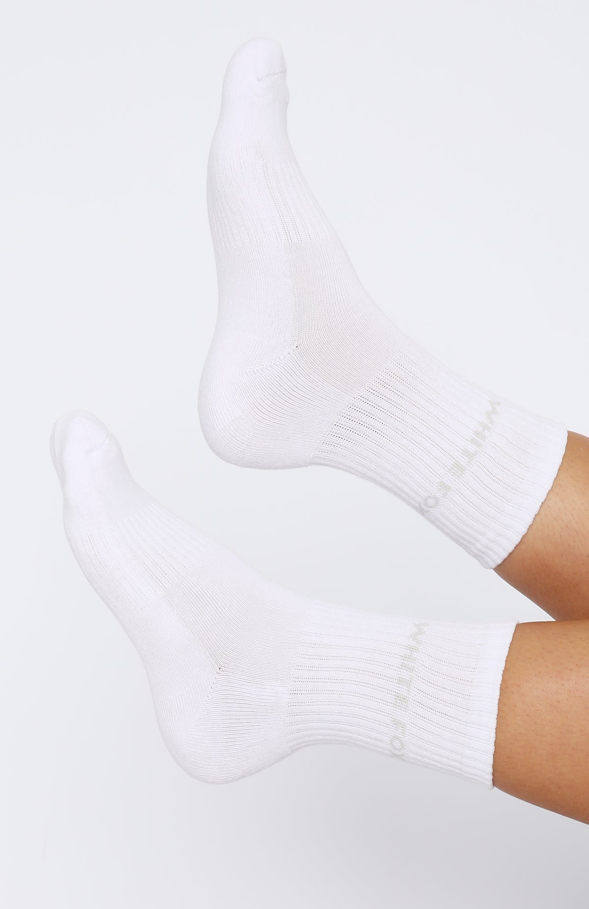 White Fox All For It Cotton Crew Socks - White/Moon